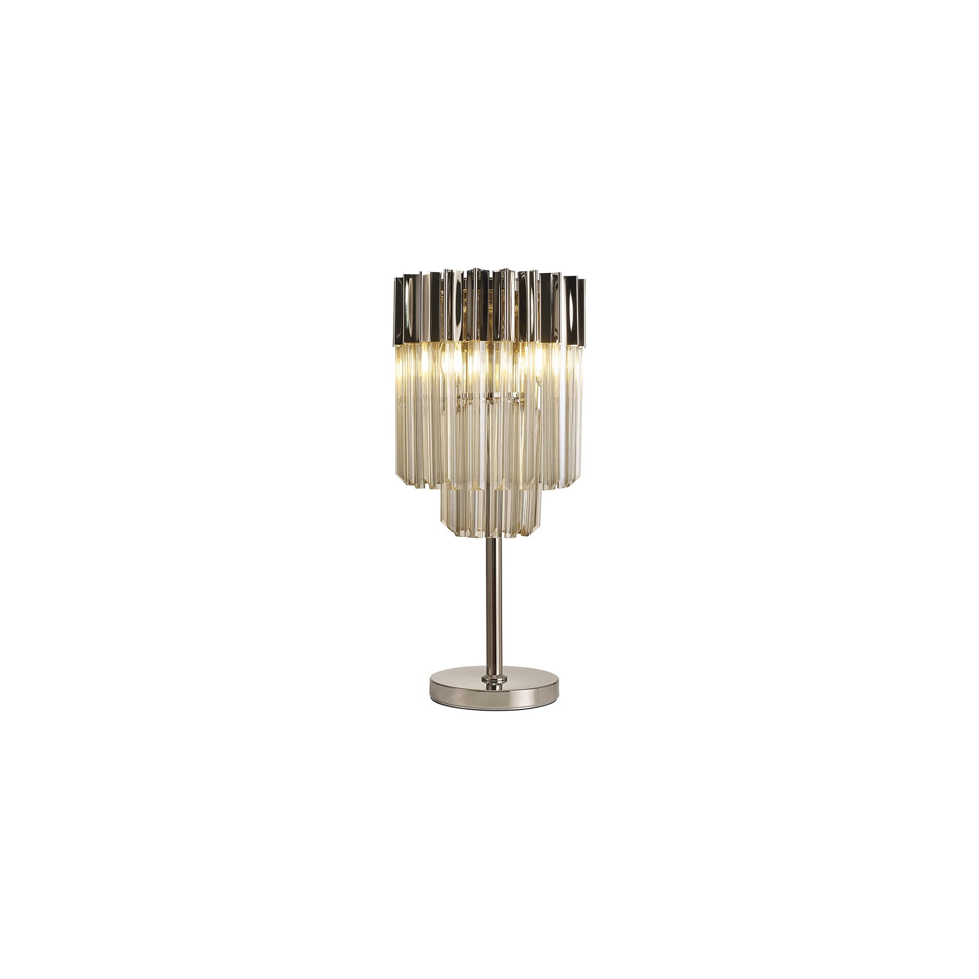 Fabula Cedar 3 Light Table Lamp - Polished Nickel & Cognac Sculpted Glass