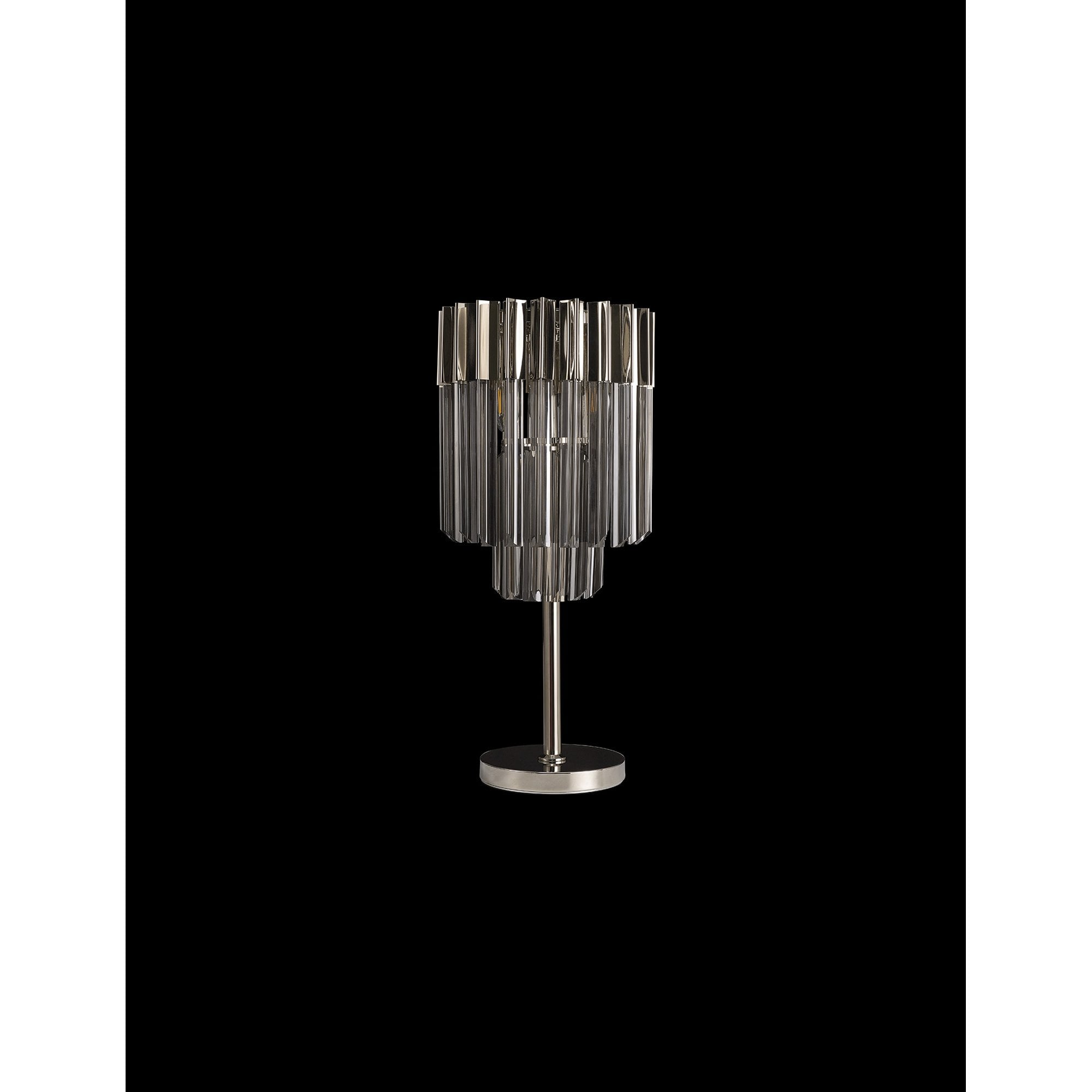 Fabula Cedar 3 Light Table Lamp - Polished Nickel & Smoke Sculpted Glass