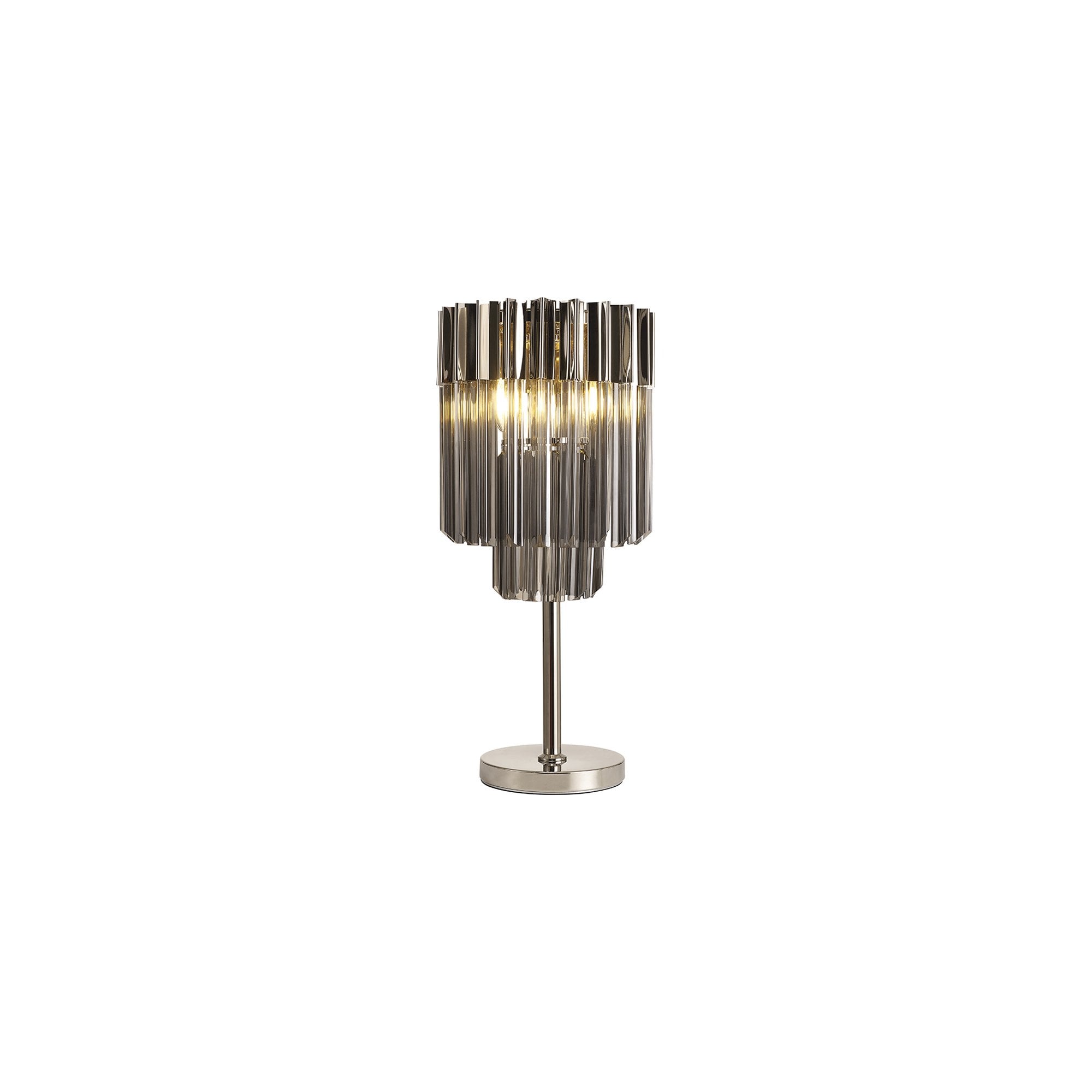 Fabula Cedar 3 Light Table Lamp - Polished Nickel & Smoke Sculpted Glass