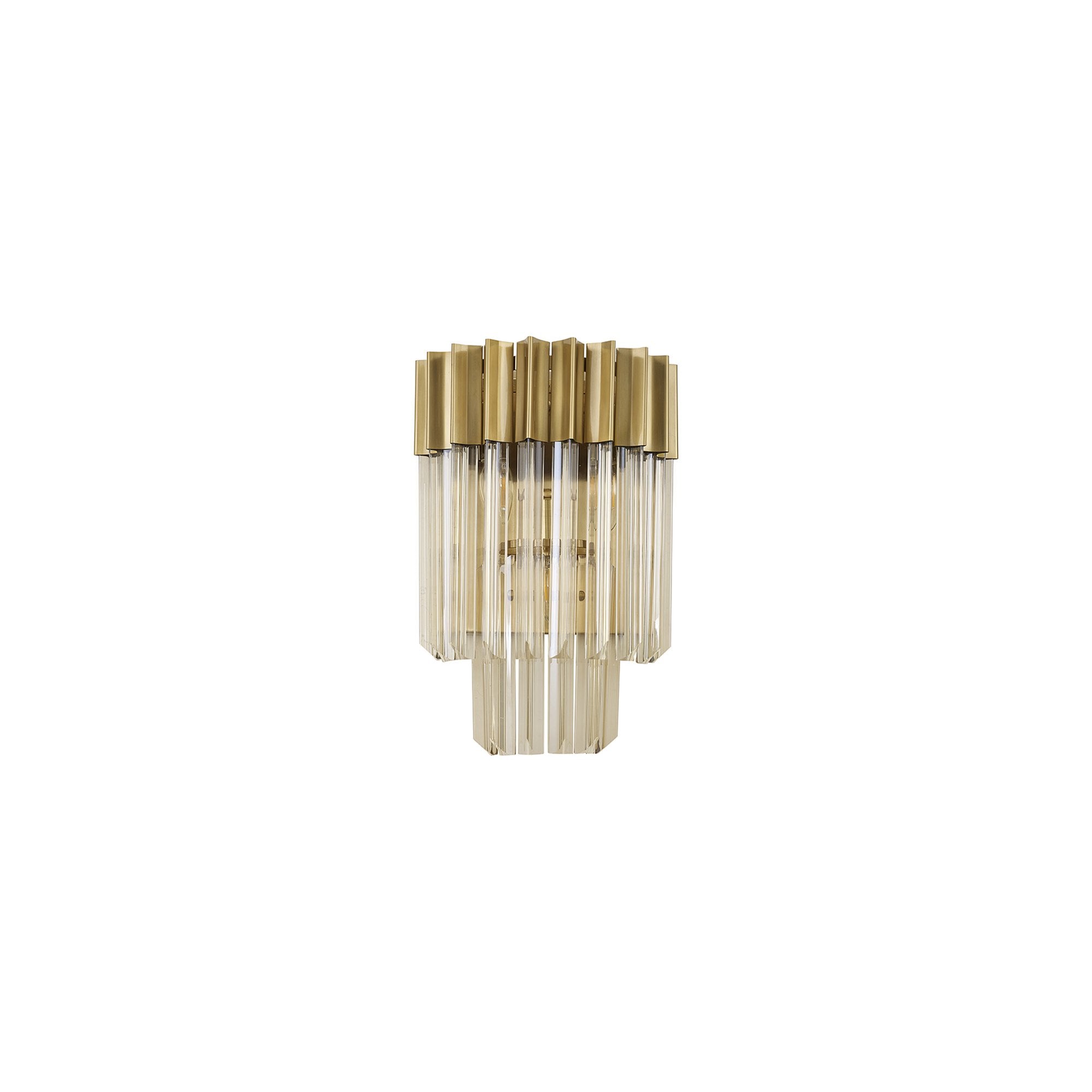 Fabula Cedar 3 Light Wall Light - Brass & Cognac Sculpted Glass