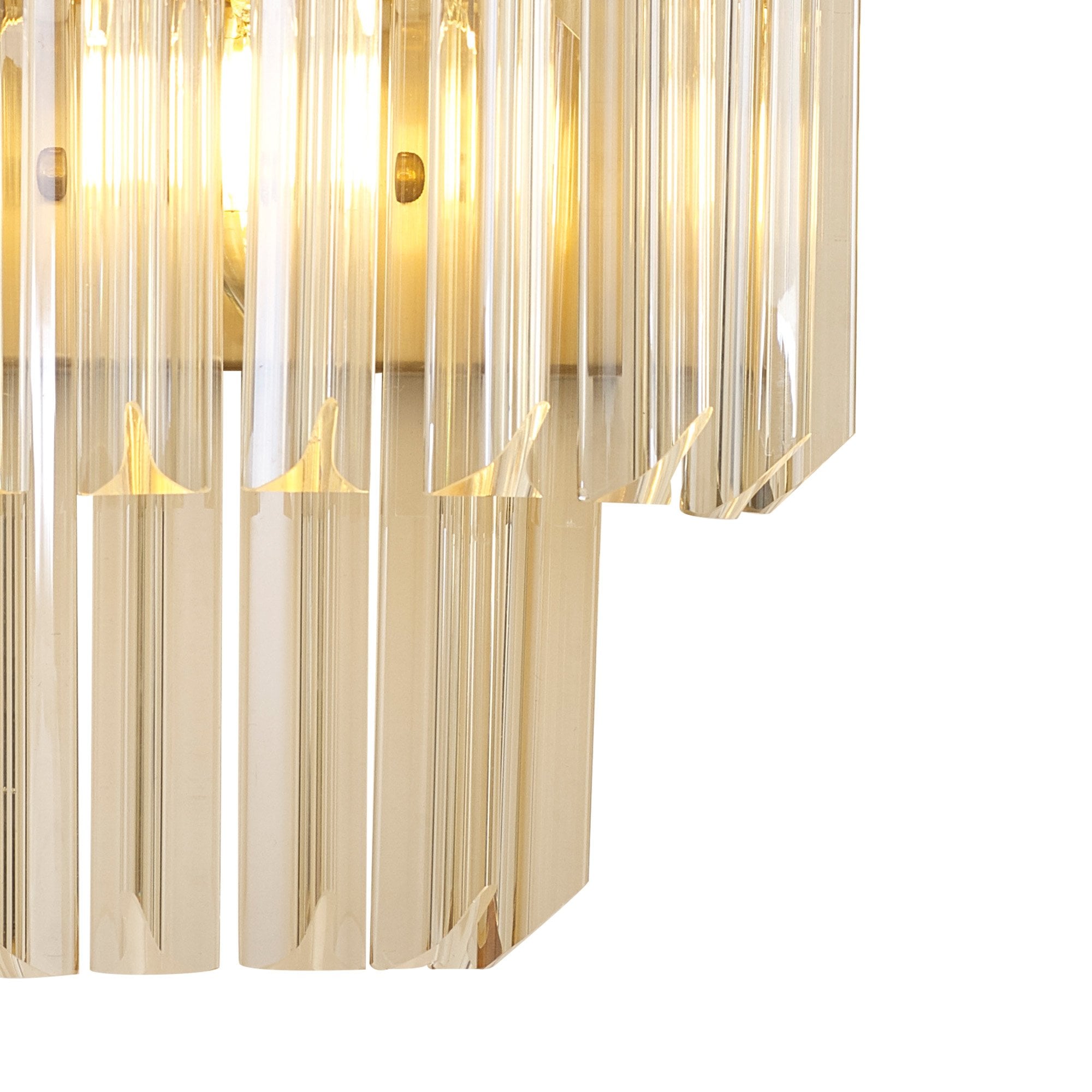 Fabula Cedar 3 Light Wall Light - Brass & Cognac Sculpted Glass