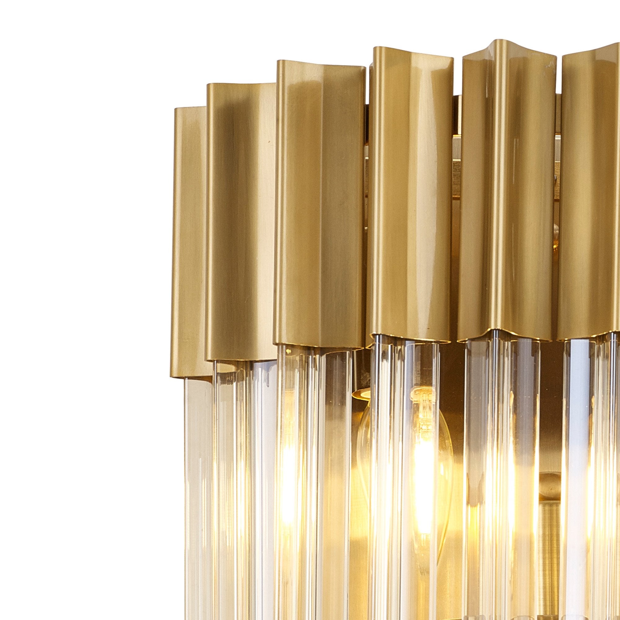 Fabula Cedar 3 Light Wall Light - Brass & Cognac Sculpted Glass