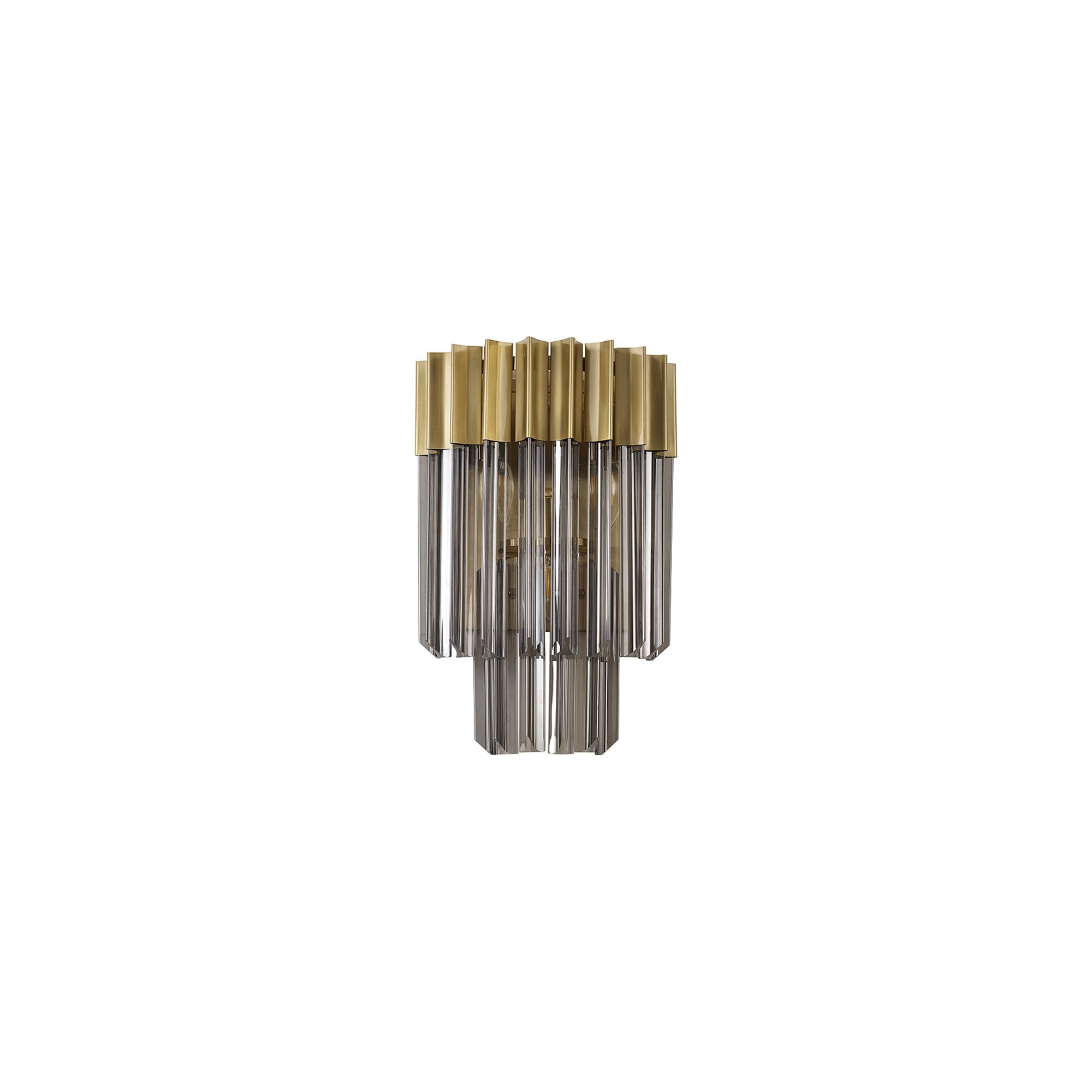 Fabula Cedar 3 Light Wall Light - Brass & Smoke Sculpted Glass