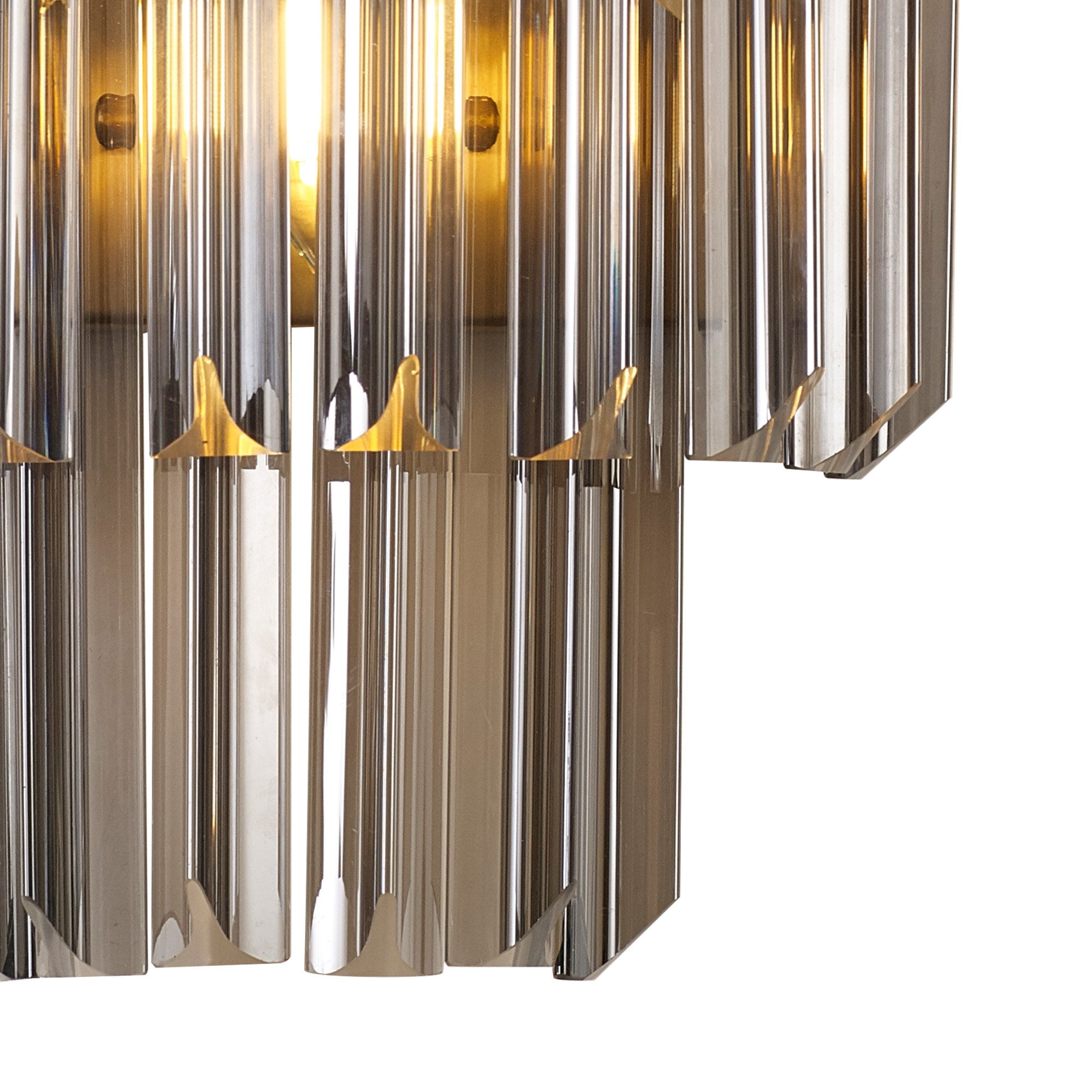 Fabula Cedar 3 Light Wall Light - Brass & Smoke Sculpted Glass