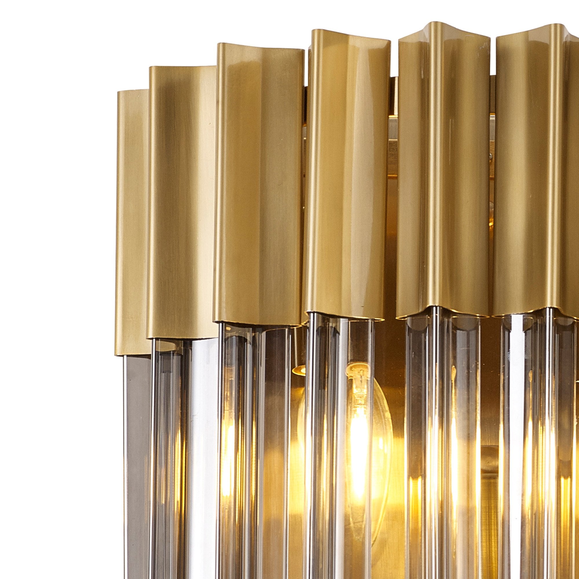 Fabula Cedar 3 Light Wall Light - Brass & Smoke Sculpted Glass