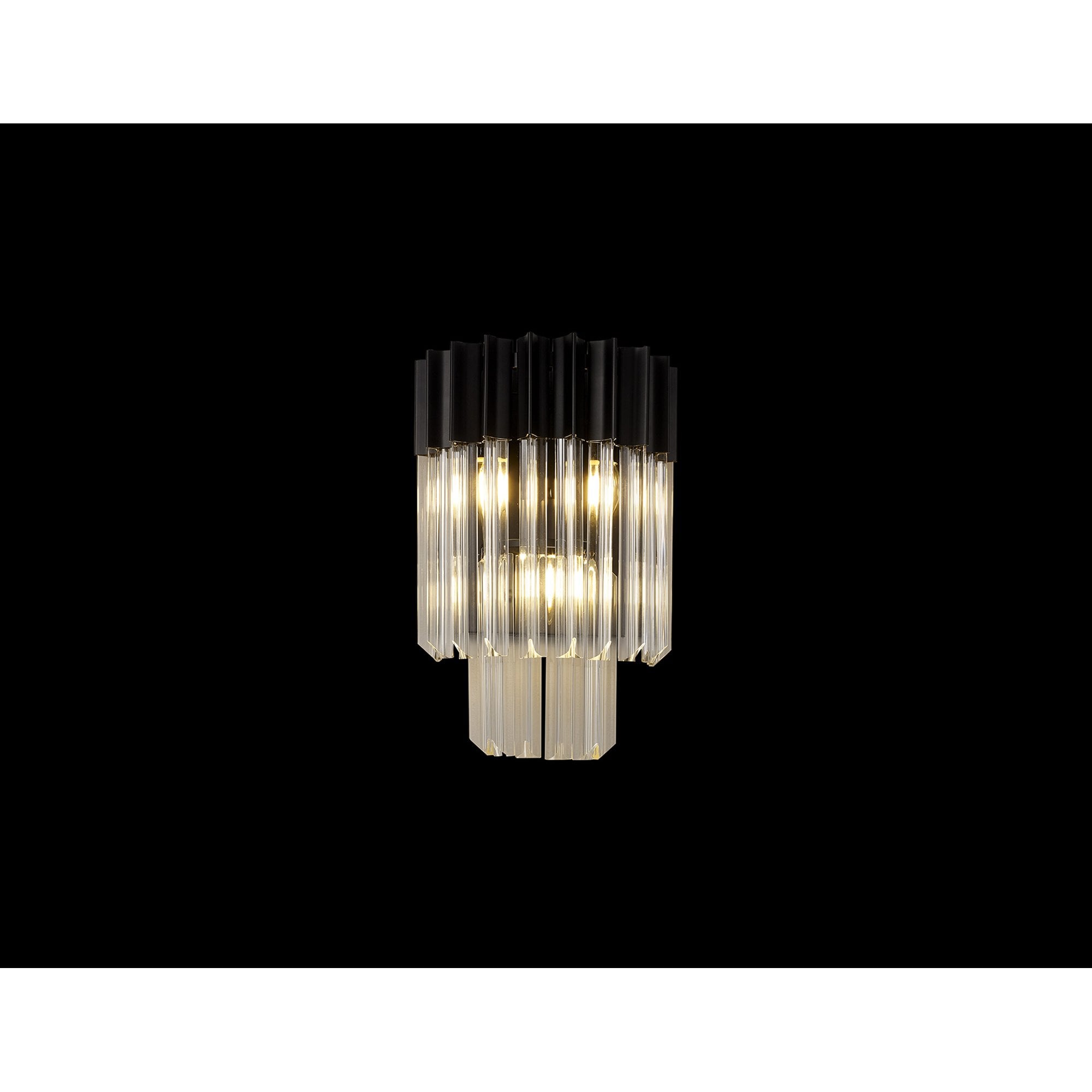 Fabula Cedar 3 Light Wall Light - Matt Black & Clear Sculpted Glass