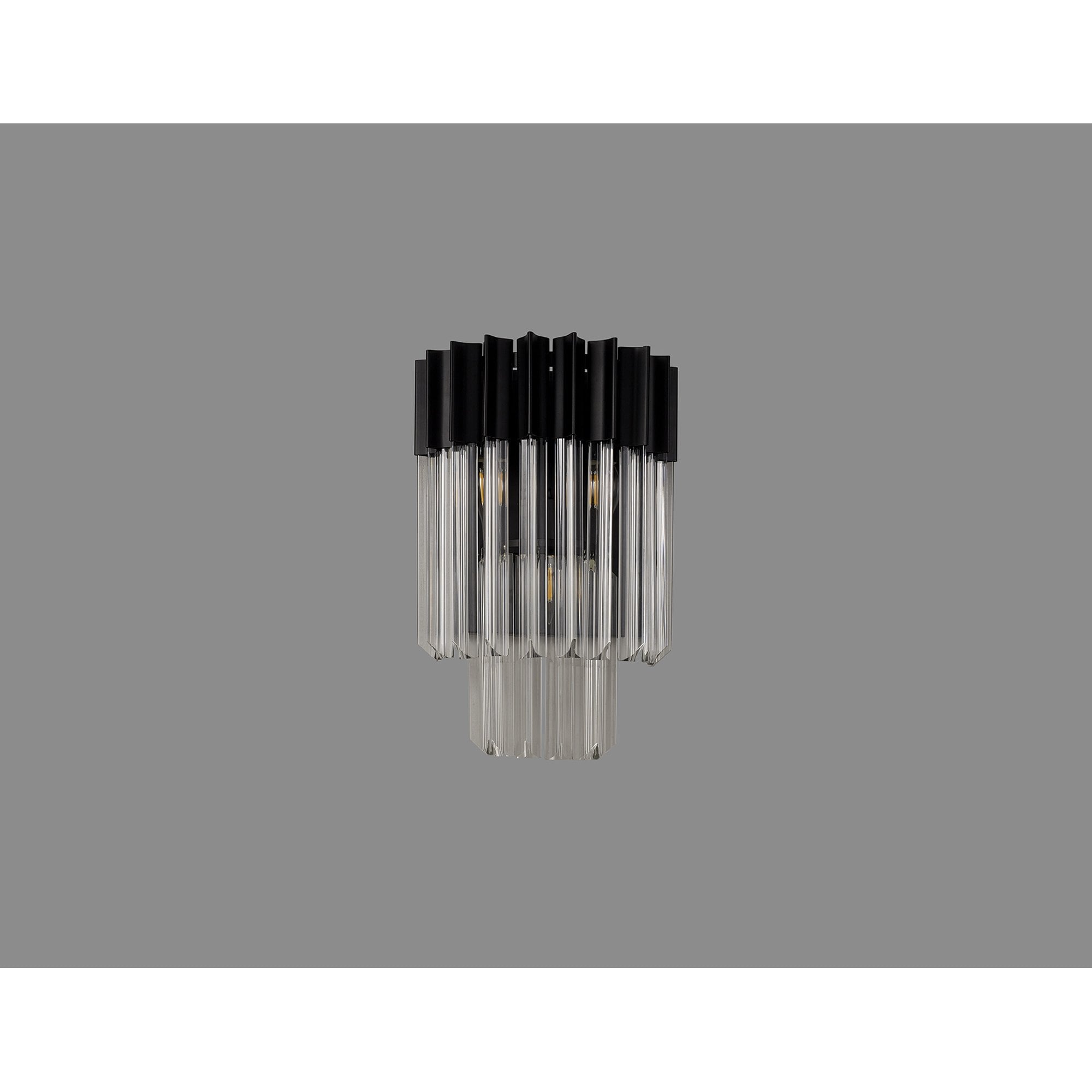 Fabula Cedar 3 Light Wall Light - Matt Black & Clear Sculpted Glass