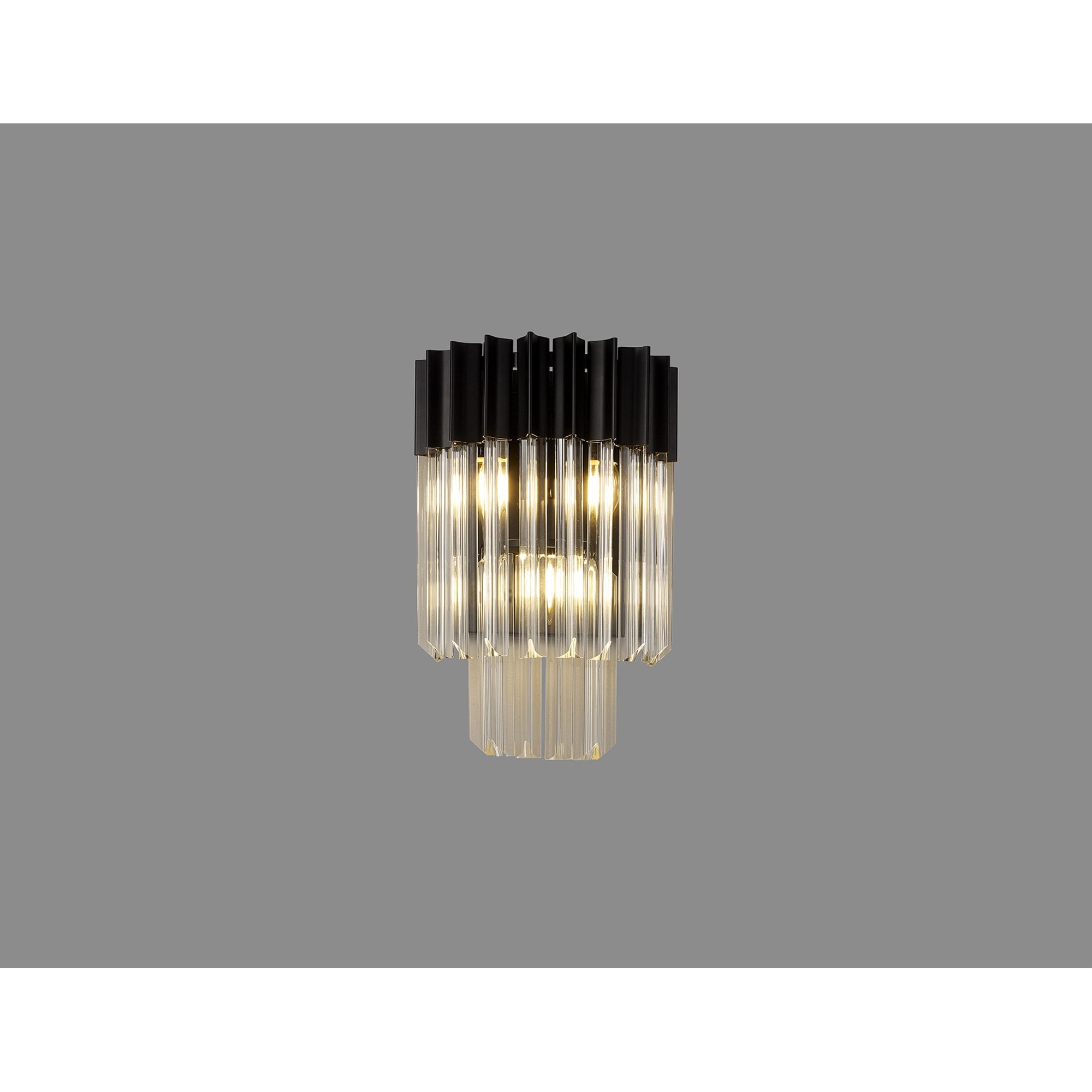 Fabula Cedar 3 Light Wall Light - Matt Black & Clear Sculpted Glass