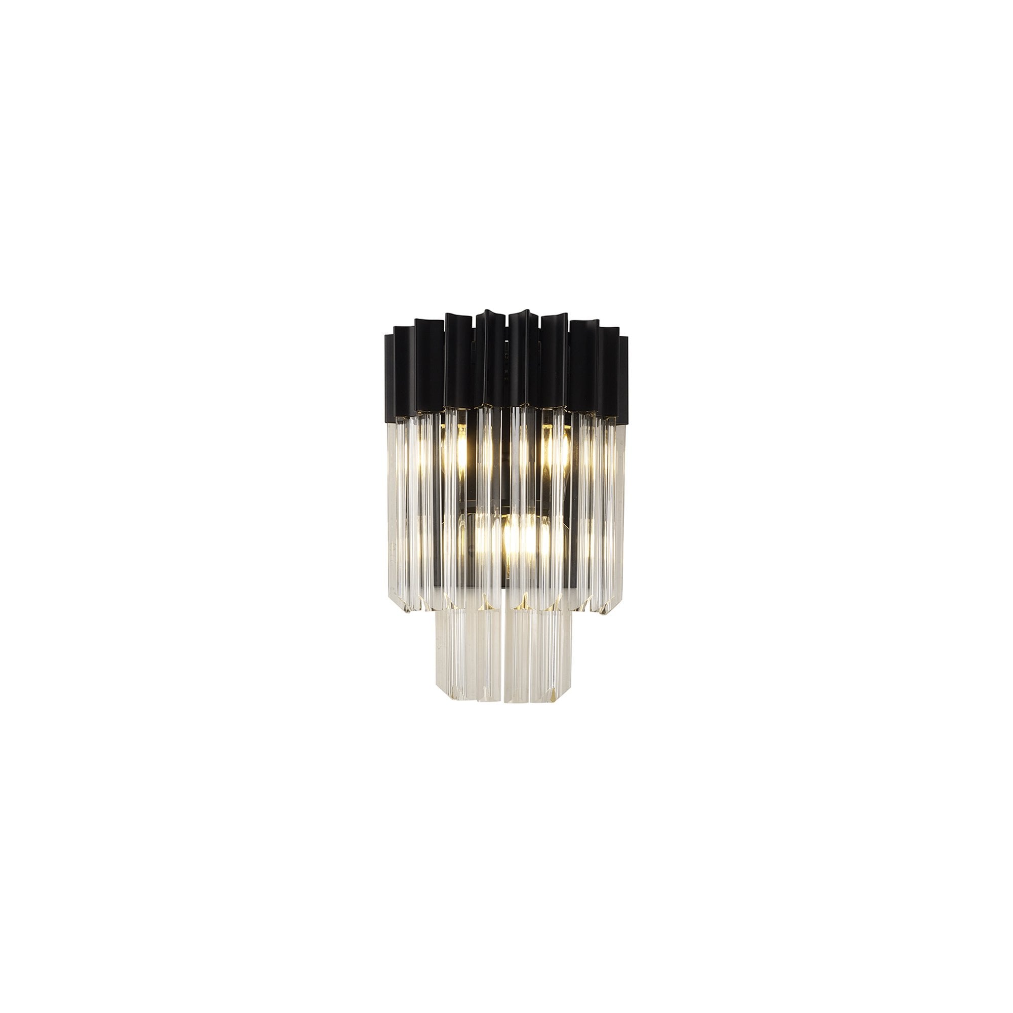 Fabula Cedar 3 Light Wall Light - Matt Black & Clear Sculpted Glass