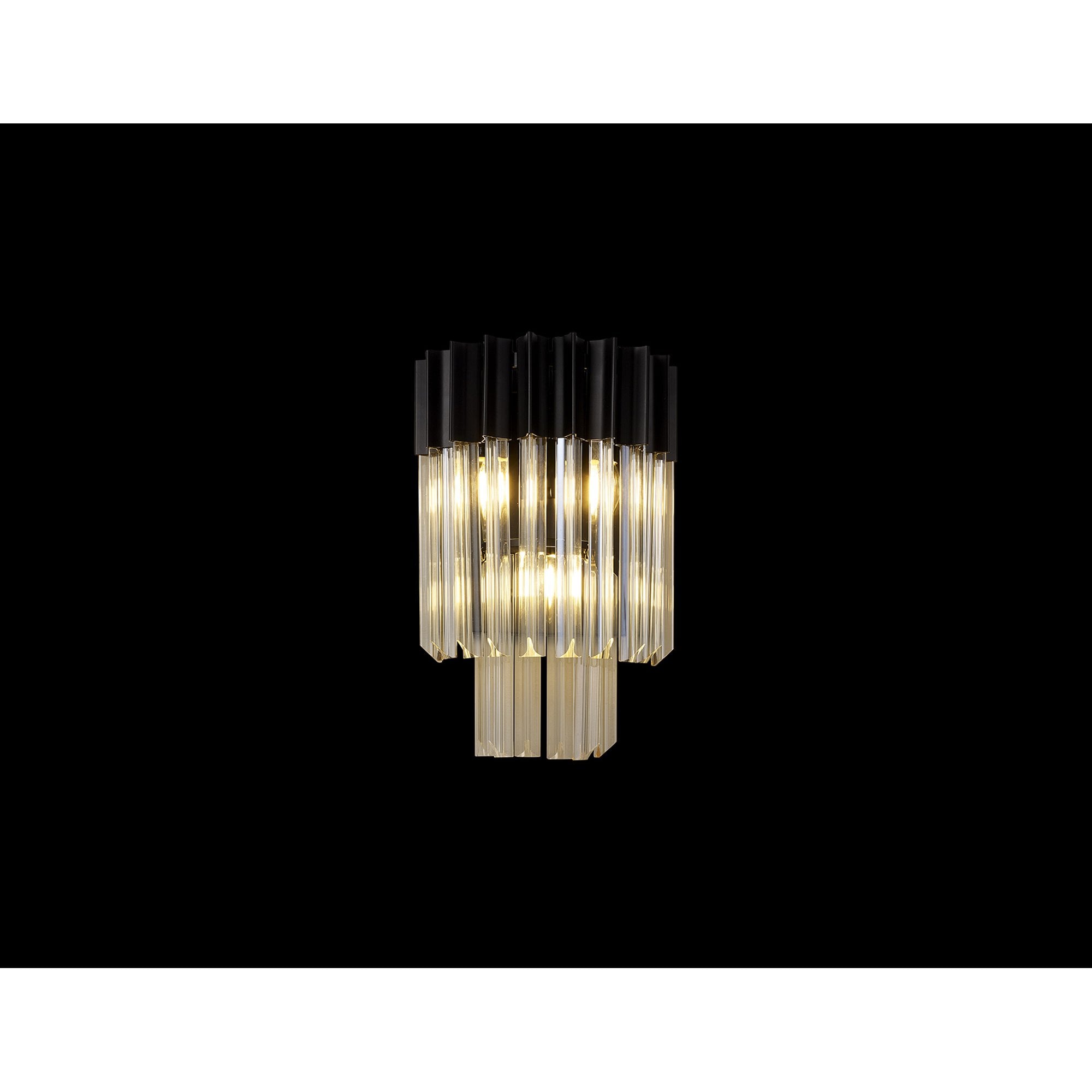 Fabula Cedar 3 Light Wall Light - Matt Black & Cognac Sculpted Glass