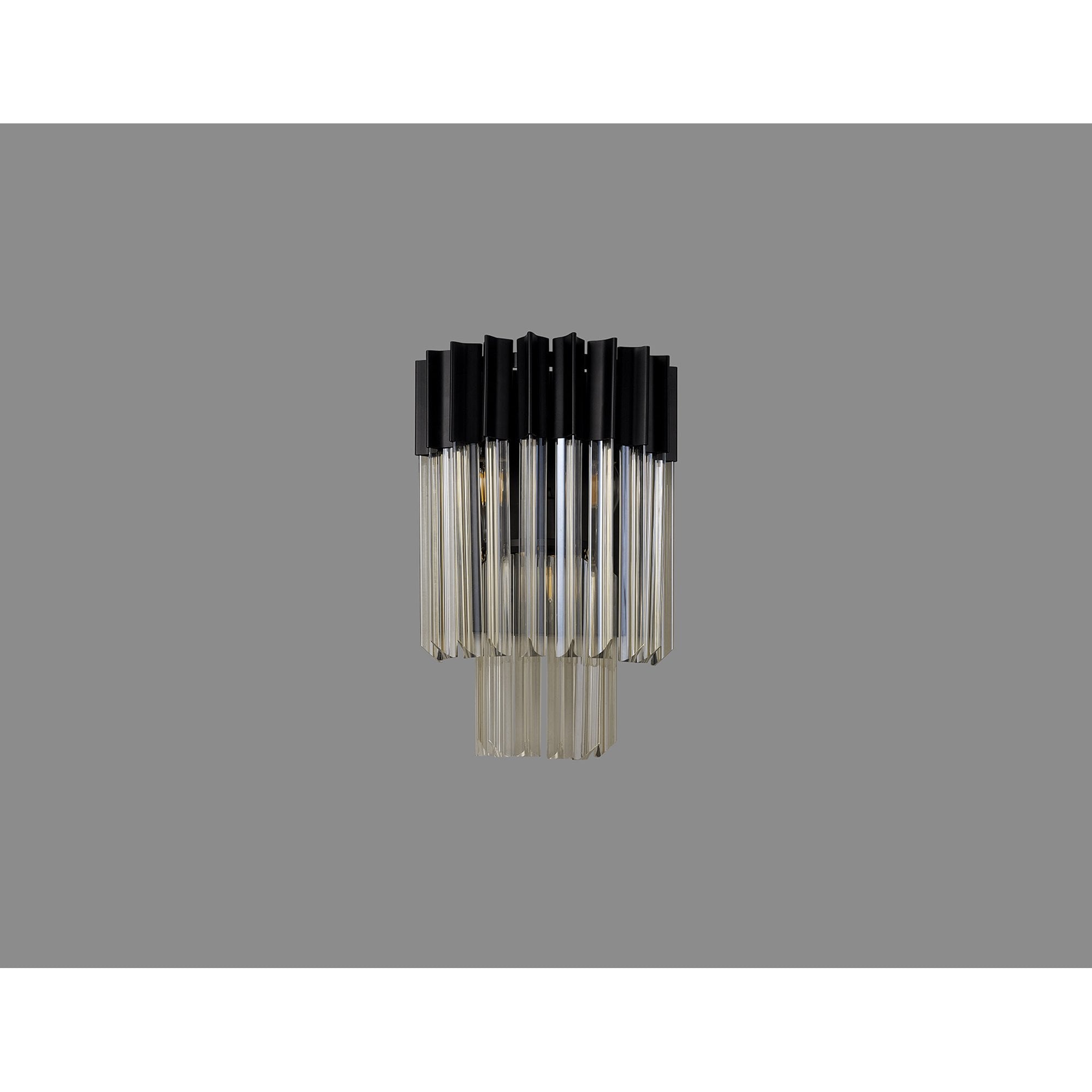 Fabula Cedar 3 Light Wall Light - Matt Black & Cognac Sculpted Glass