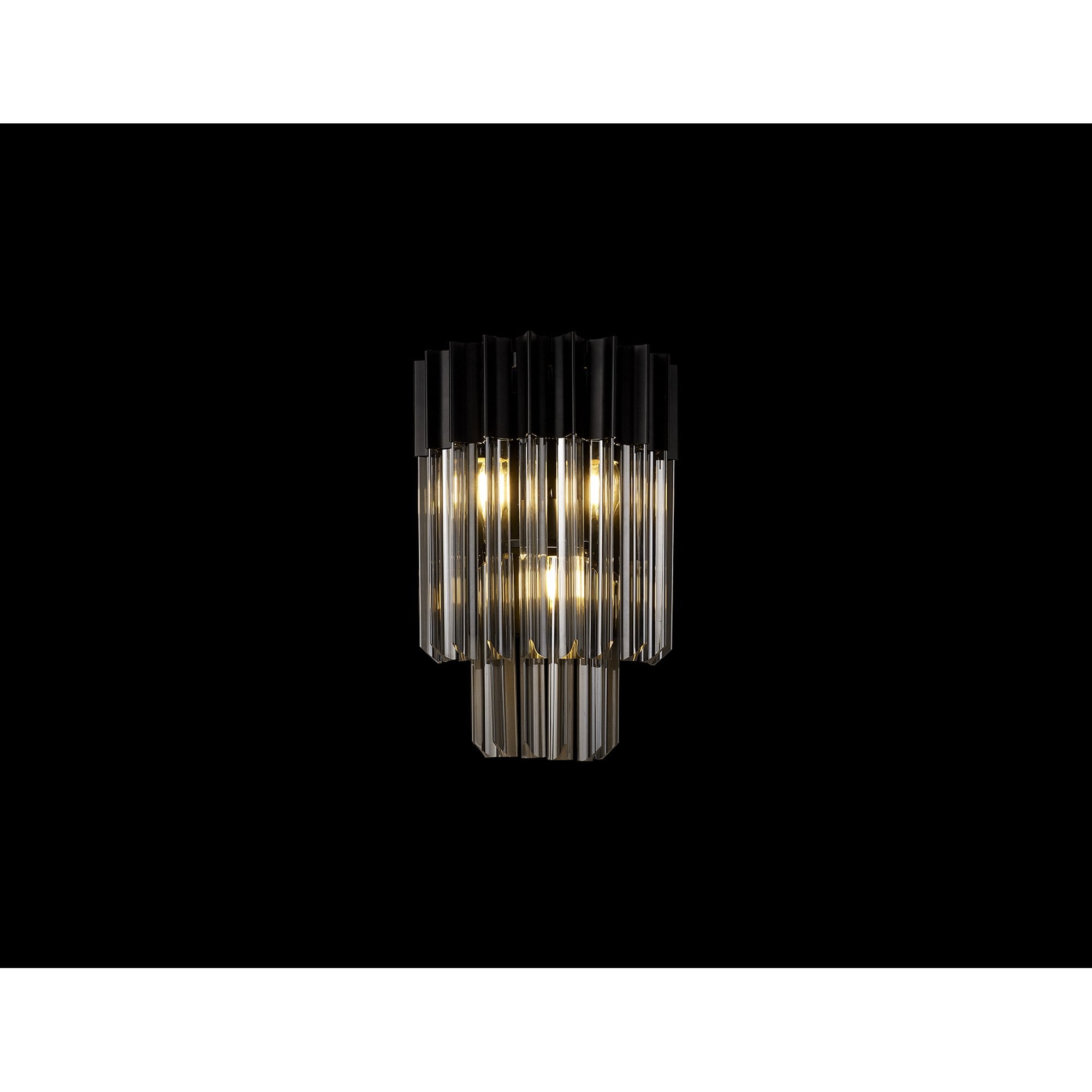 Fabula Cedar 3 Light Wall Light - Matt Black & Smoke Sculpted Glass