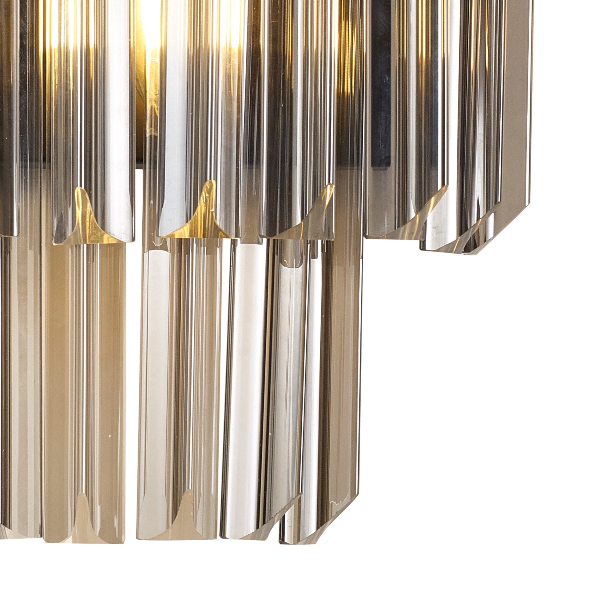 Fabula Cedar 3 Light Wall Light - Matt Black & Smoke Sculpted Glass