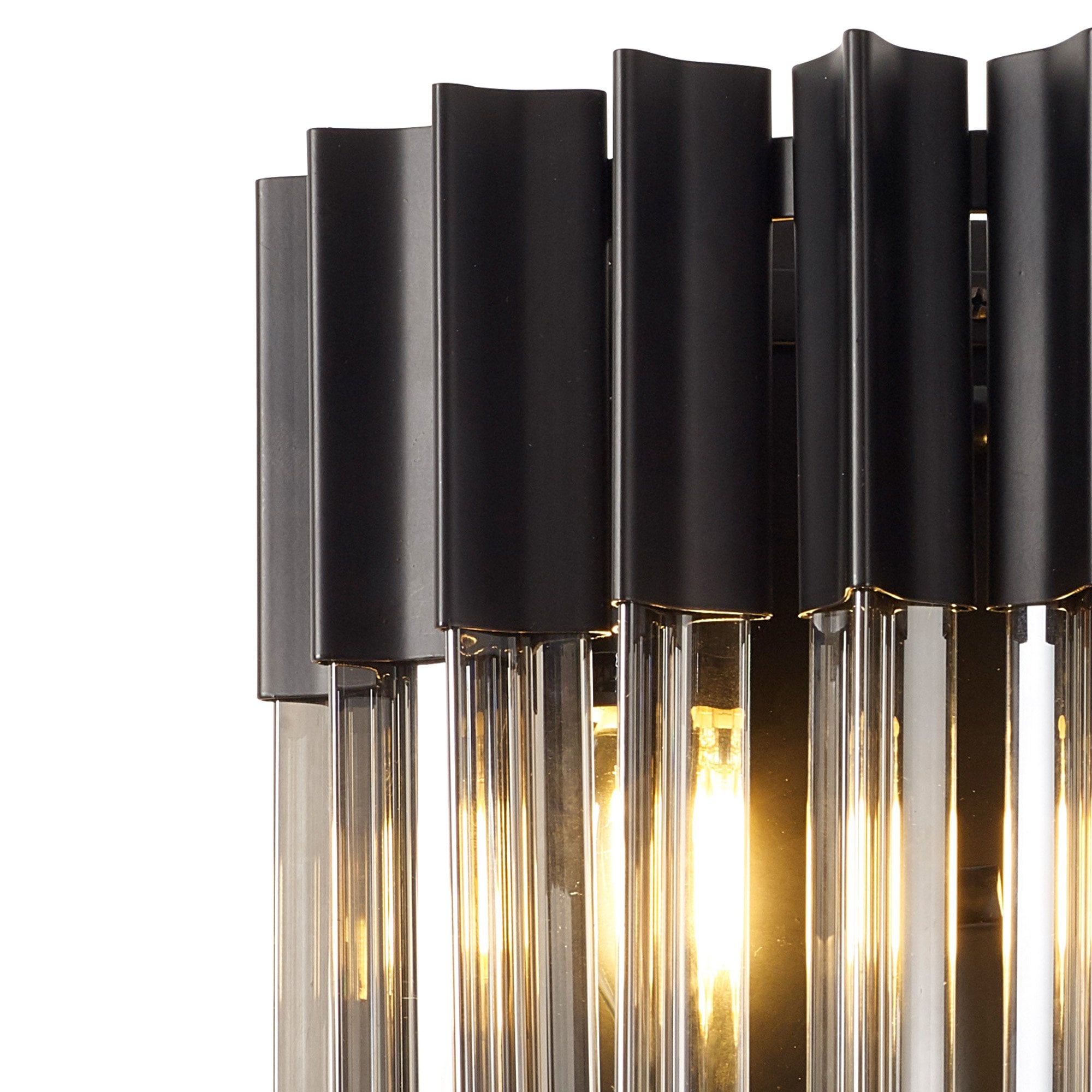 Fabula Cedar 3 Light Wall Light - Matt Black & Smoke Sculpted Glass