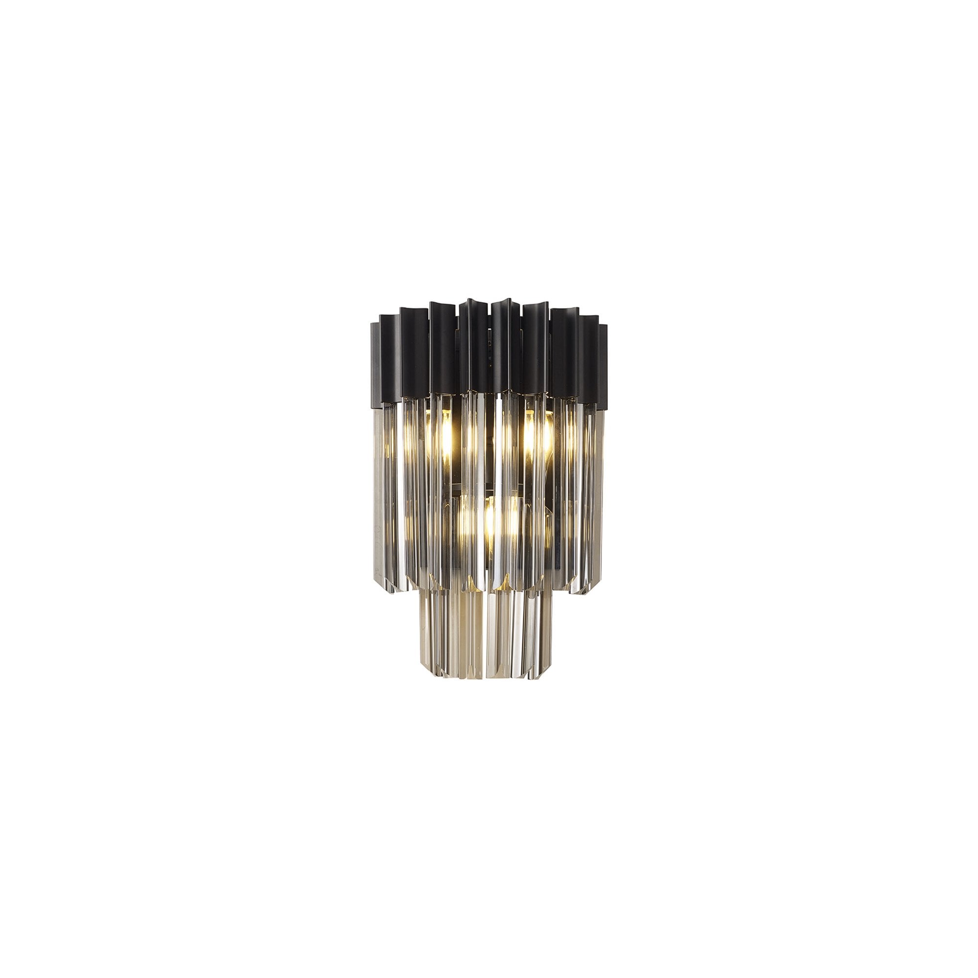 Fabula Cedar 3 Light Wall Light - Matt Black & Smoke Sculpted Glass