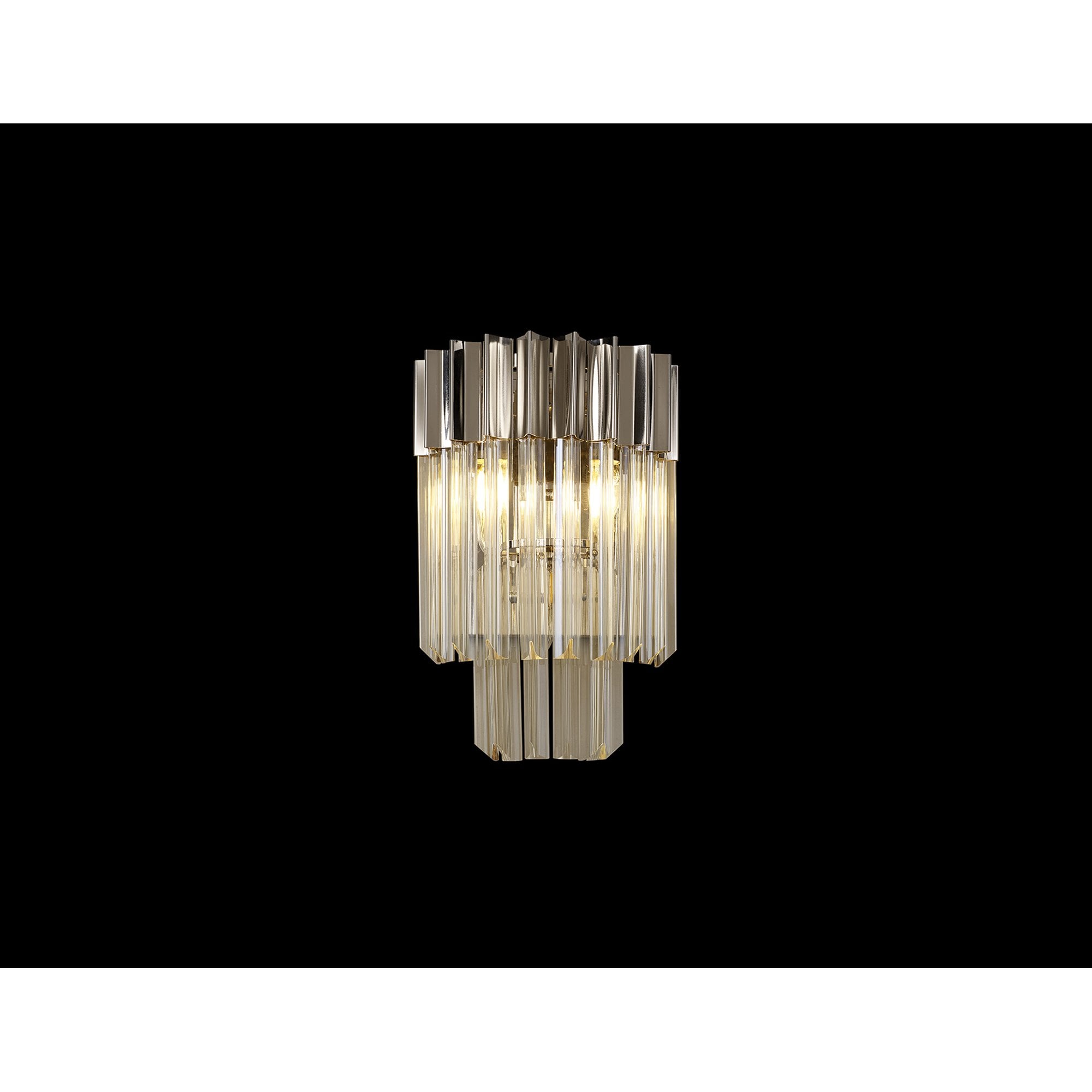 Fabula Cedar 3 Light Wall Light - Polished Nickel & Cognac Sculpted Glass