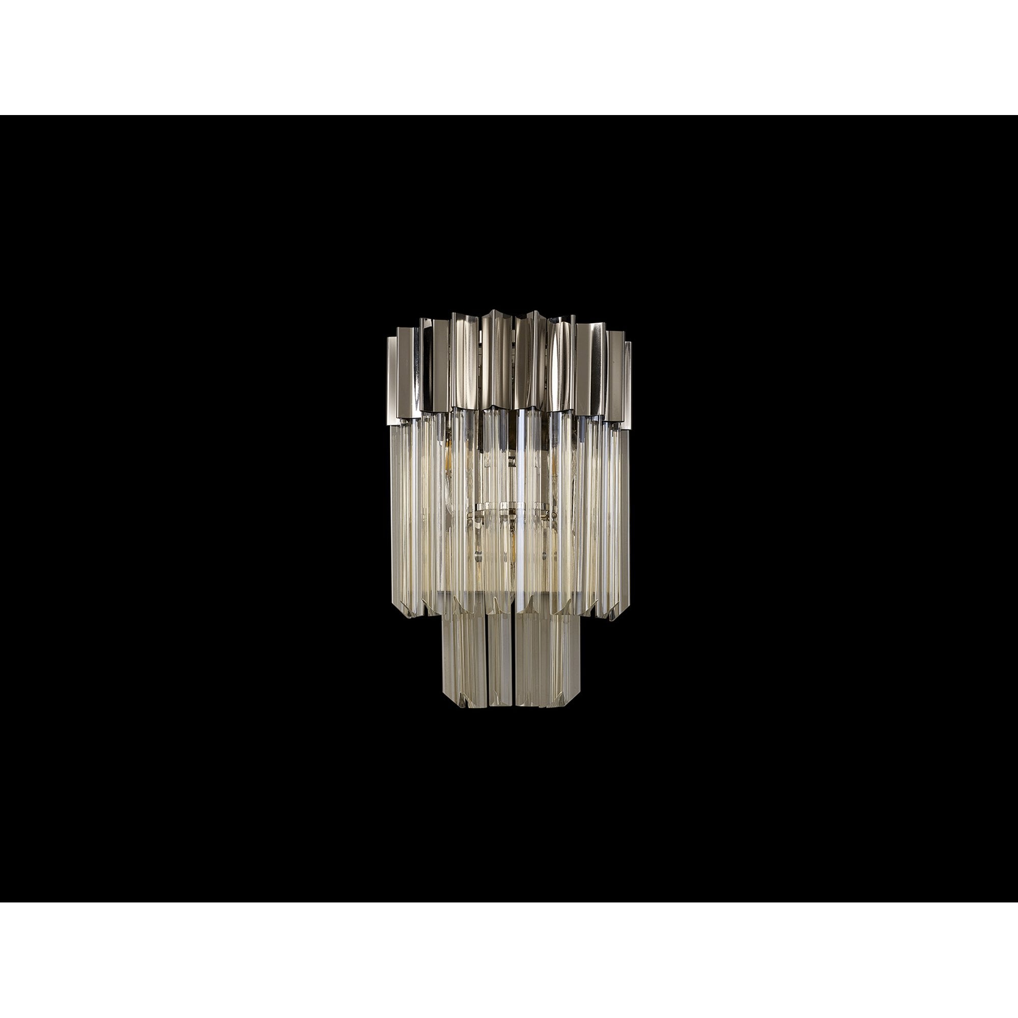 Fabula Cedar 3 Light Wall Light - Polished Nickel & Cognac Sculpted Glass