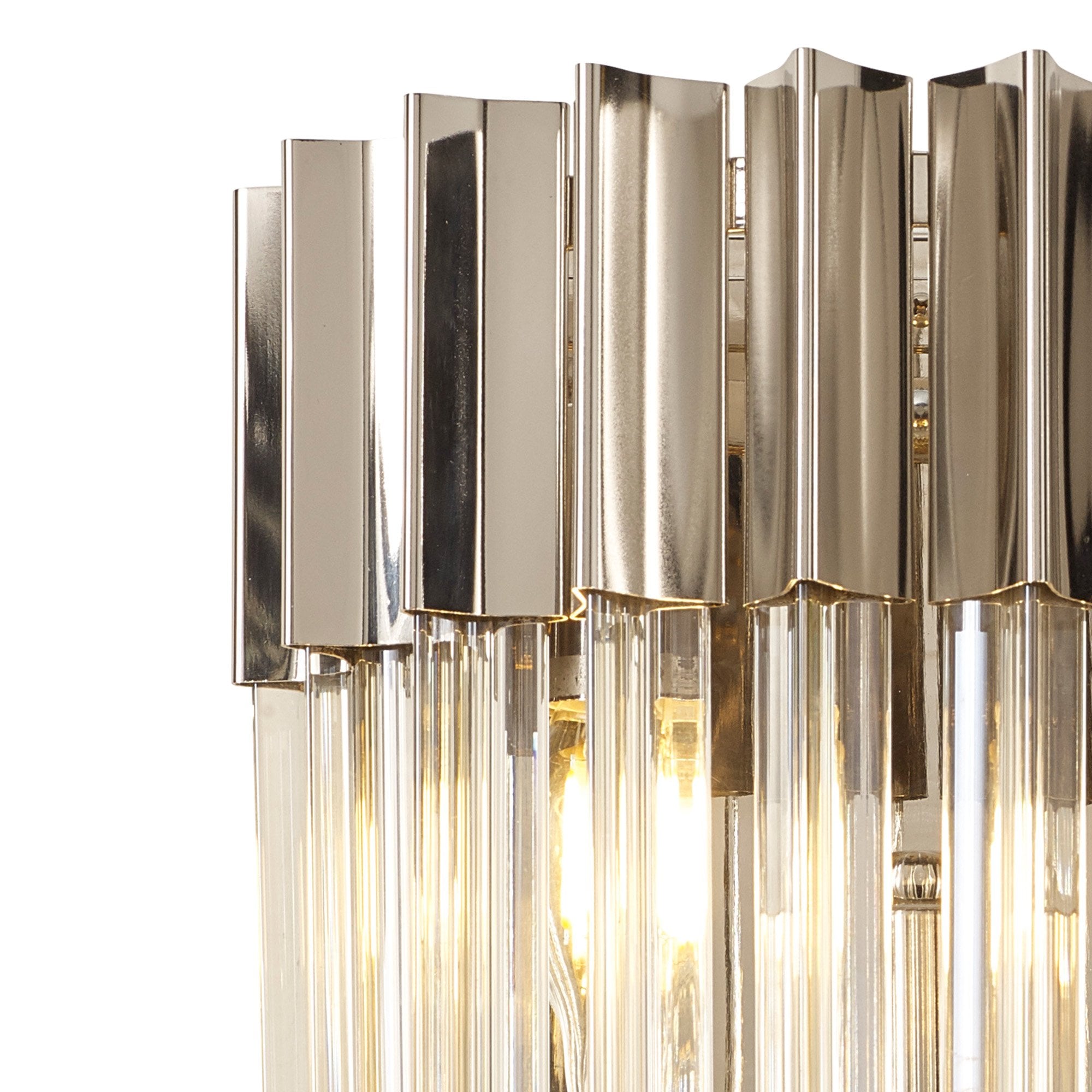 Fabula Cedar 3 Light Wall Light - Polished Nickel & Cognac Sculpted Glass