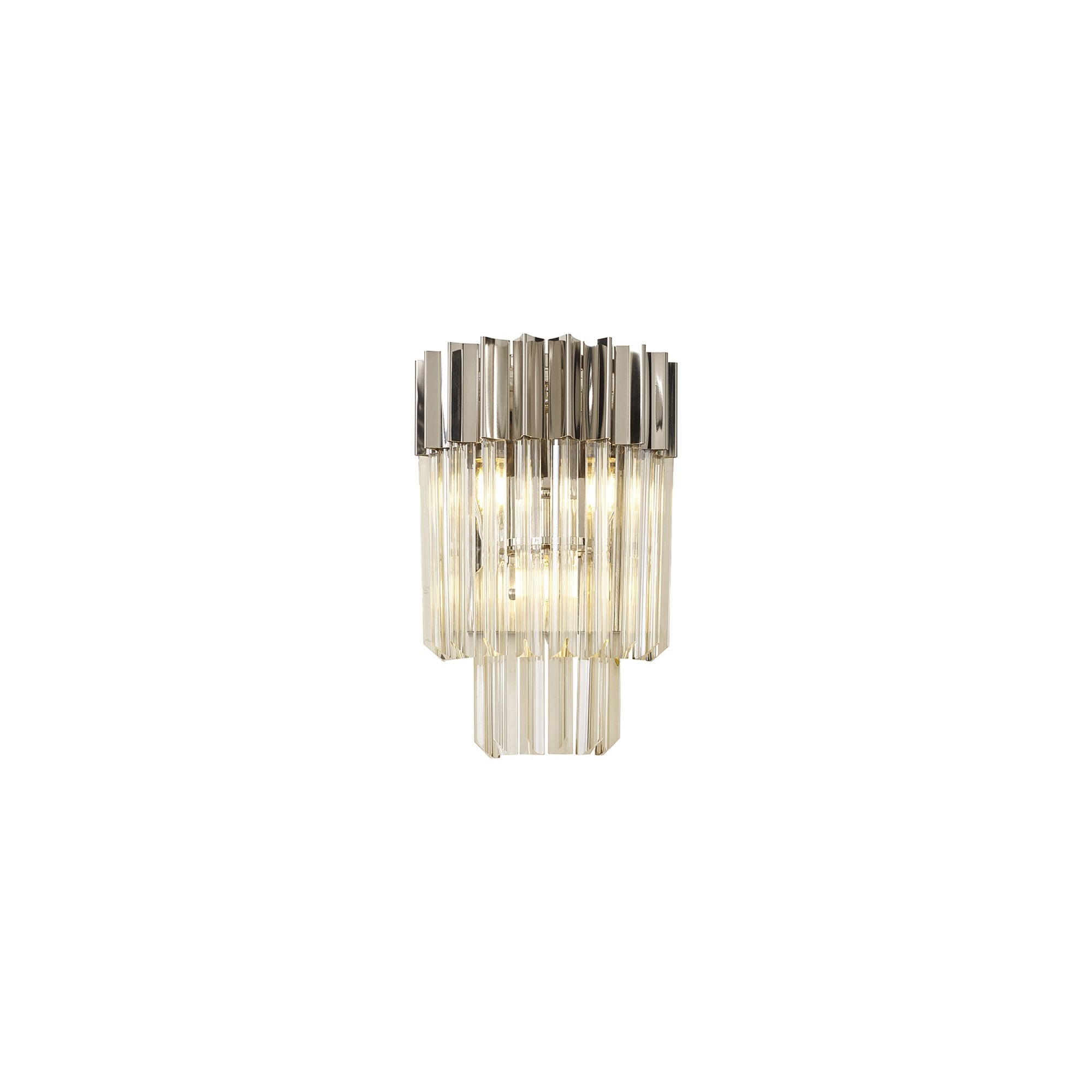 Fabula Cedar 3 Light Wall Light - Polished Nickel & Cognac Sculpted Glass