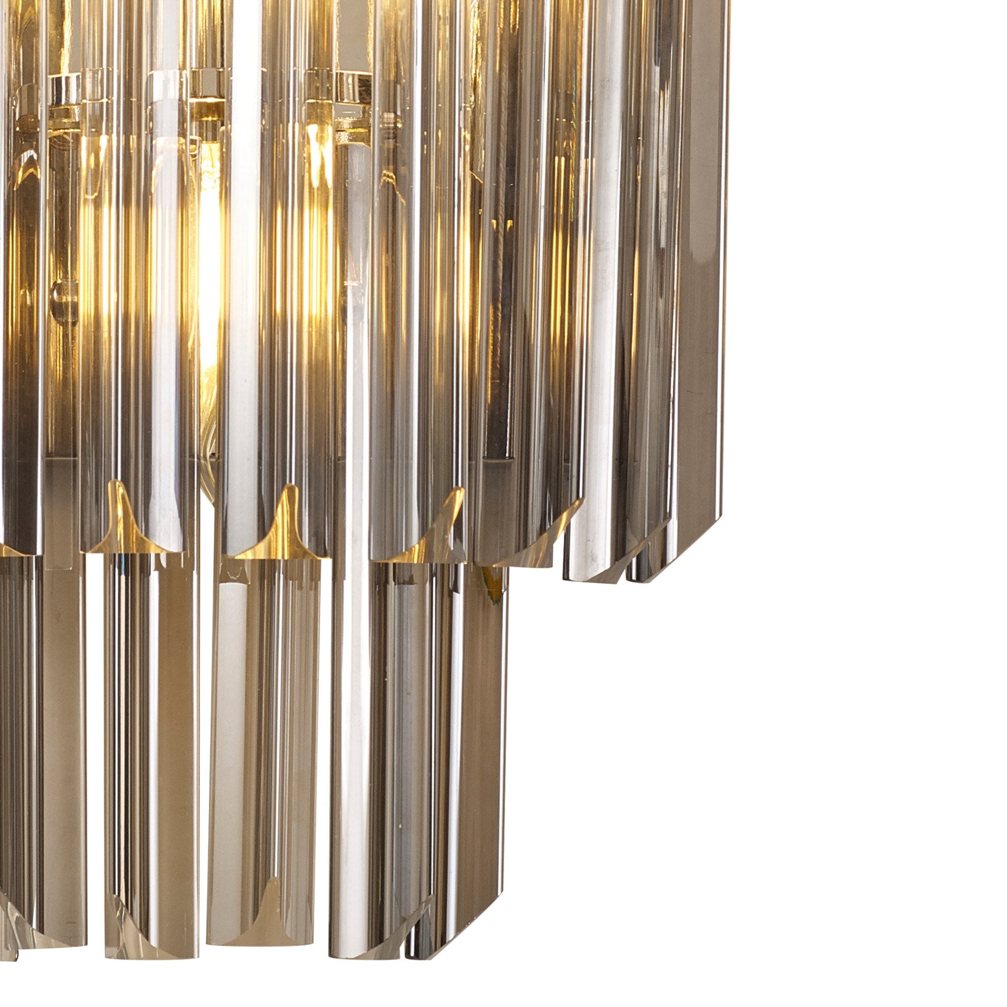 Fabula Cedar 3 Light Wall Light - Polished Nickel & Smoke Sculpted Glass
