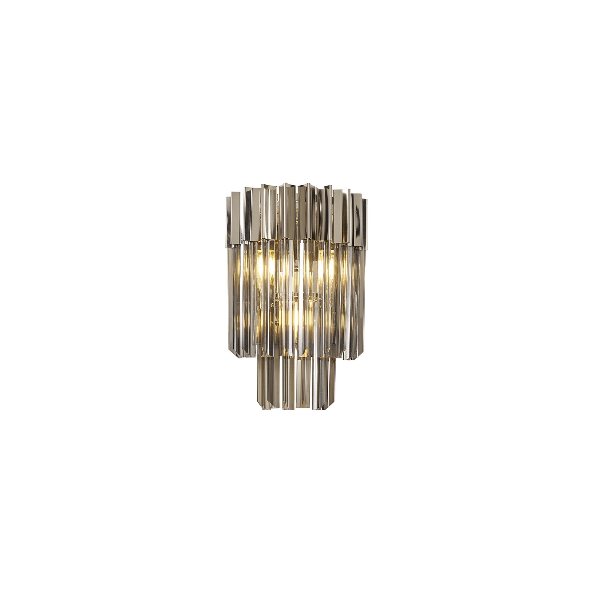 Fabula Cedar 3 Light Wall Light - Polished Nickel & Smoke Sculpted Glass