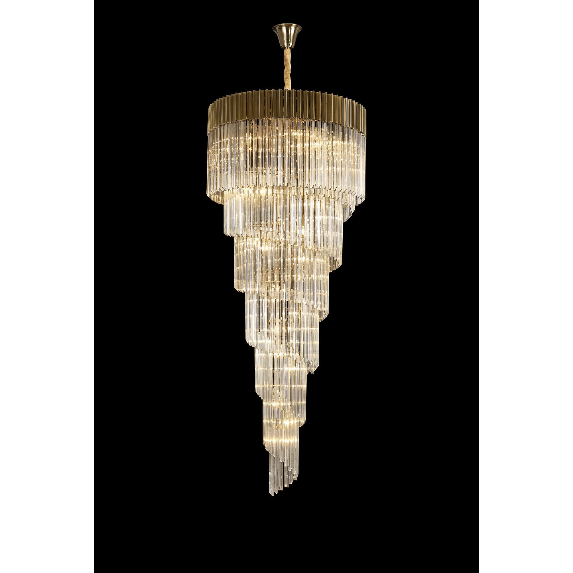 Fabula Cedar 31 Light Pendant - Brass & Cognac Sculpted Glass
