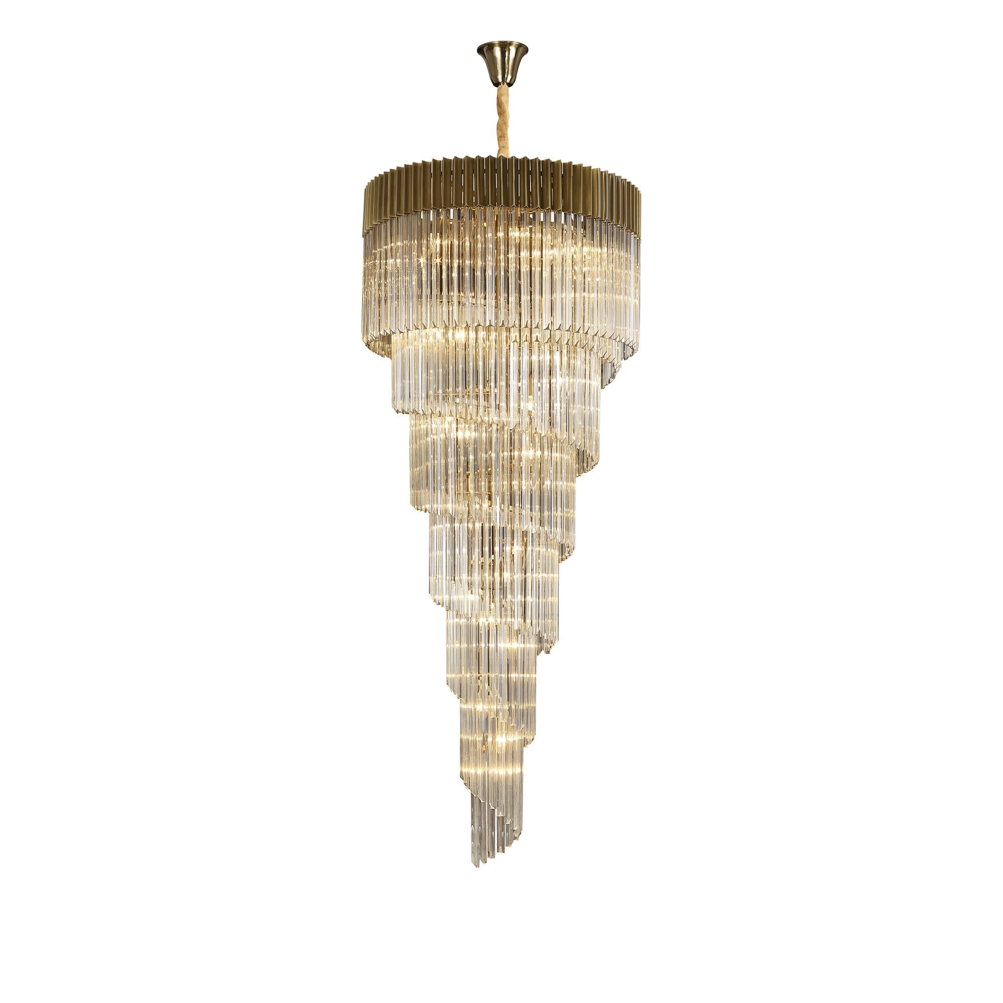 Fabula Cedar 31 Light Pendant - Brass & Cognac Sculpted Glass