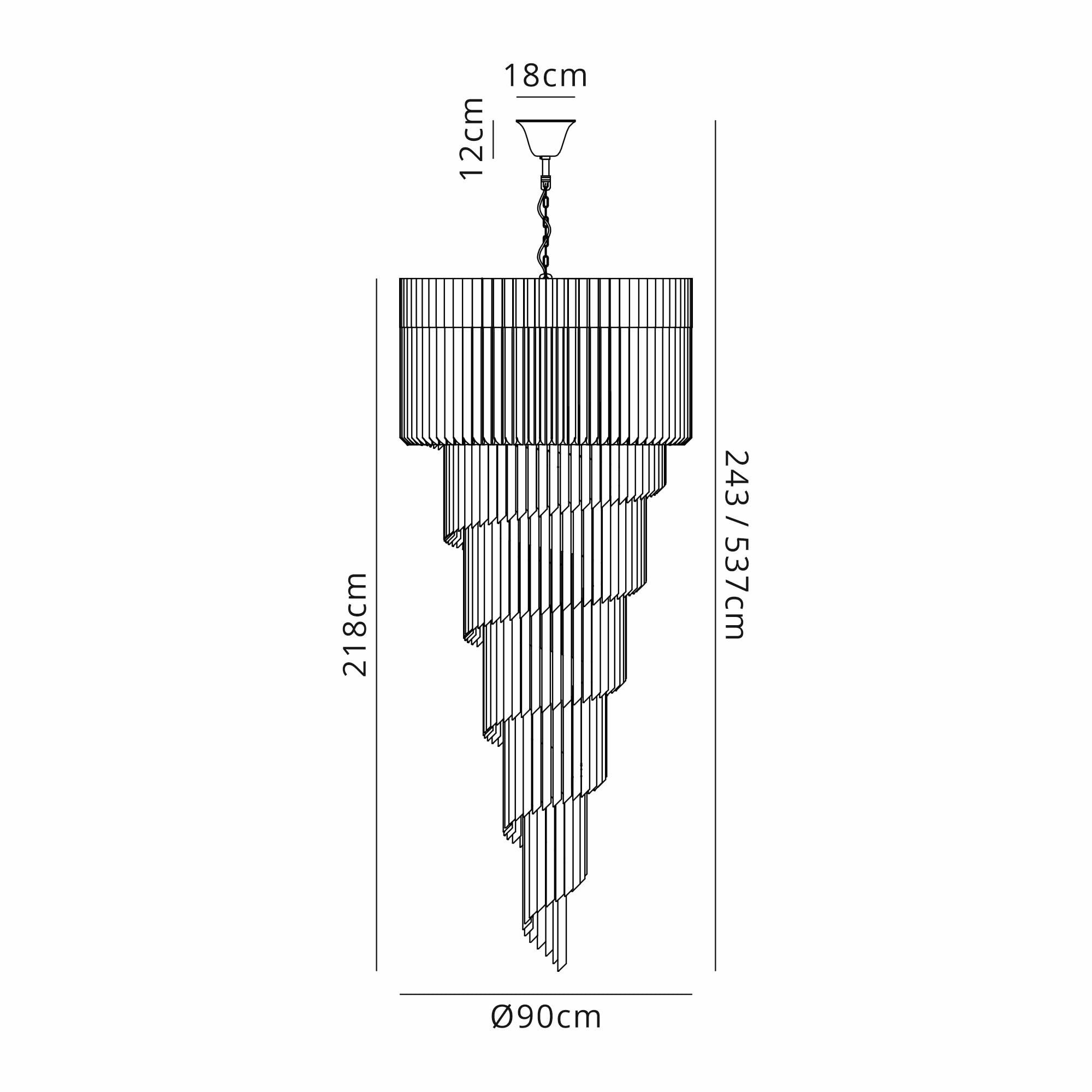 Fabula Cedar 31 Light Pendant - Brass & Cognac Sculpted Glass