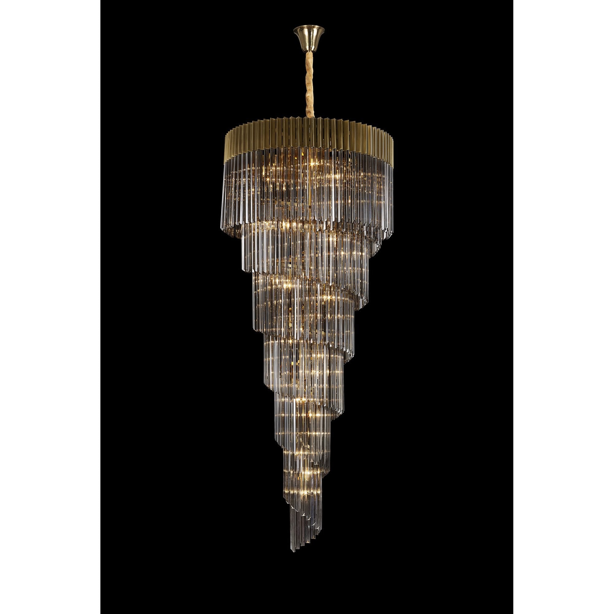 Fabula Cedar 31 Light Pendant - Brass & Smoke Sculpted Glass