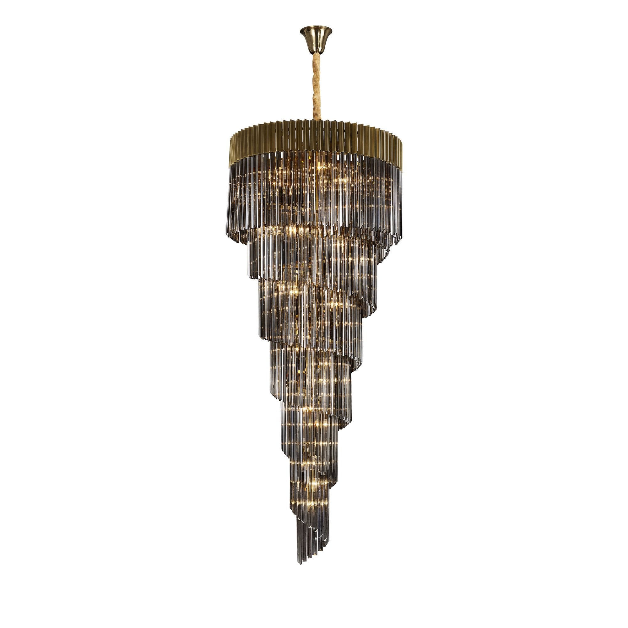 Fabula Cedar 31 Light Pendant - Brass & Smoke Sculpted Glass