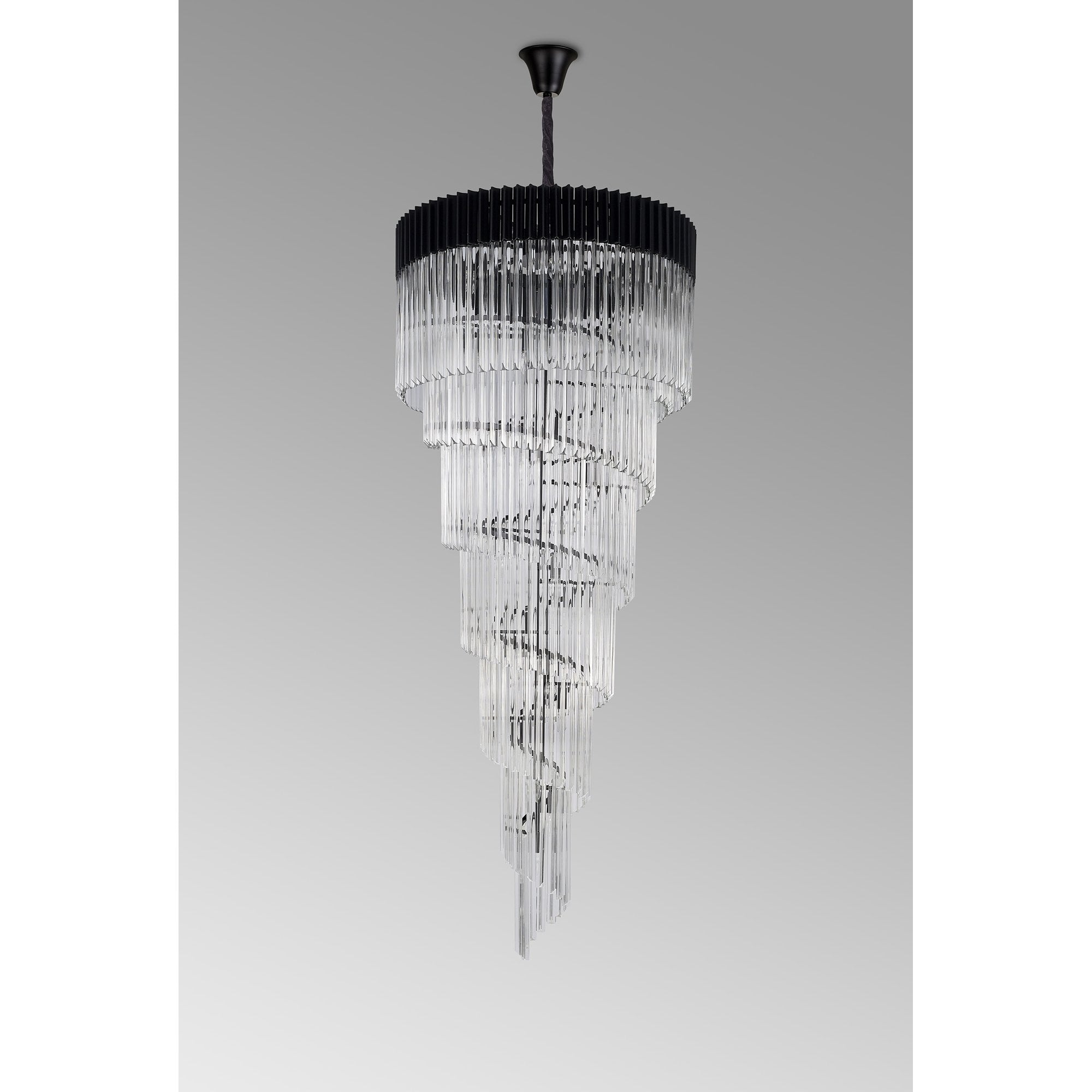 Fabula Cedar 31 Light Pendant - Matt Black & Clear Sculpted Glass