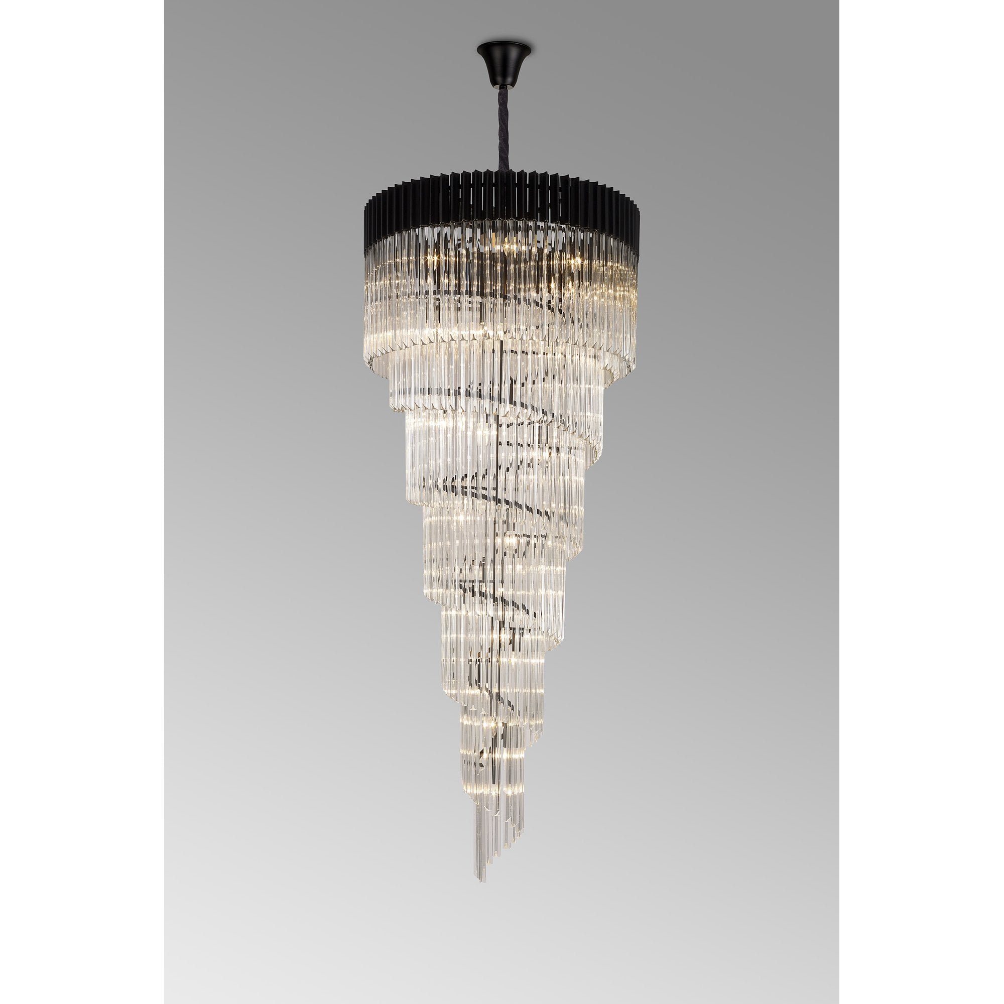 Fabula Cedar 31 Light Pendant - Matt Black & Clear Sculpted Glass