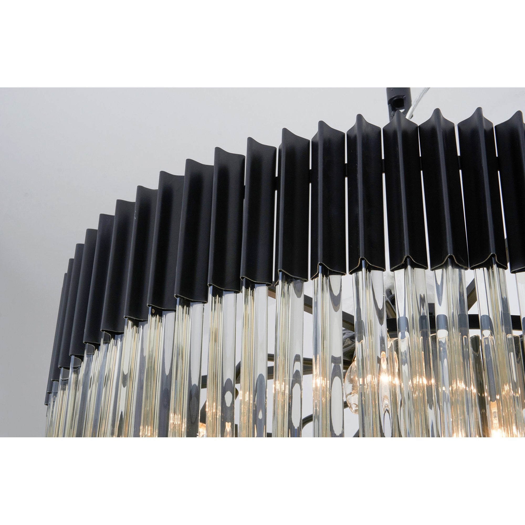 Fabula Cedar 31 Light Pendant - Matt Black & Cognac Sculpted Glass