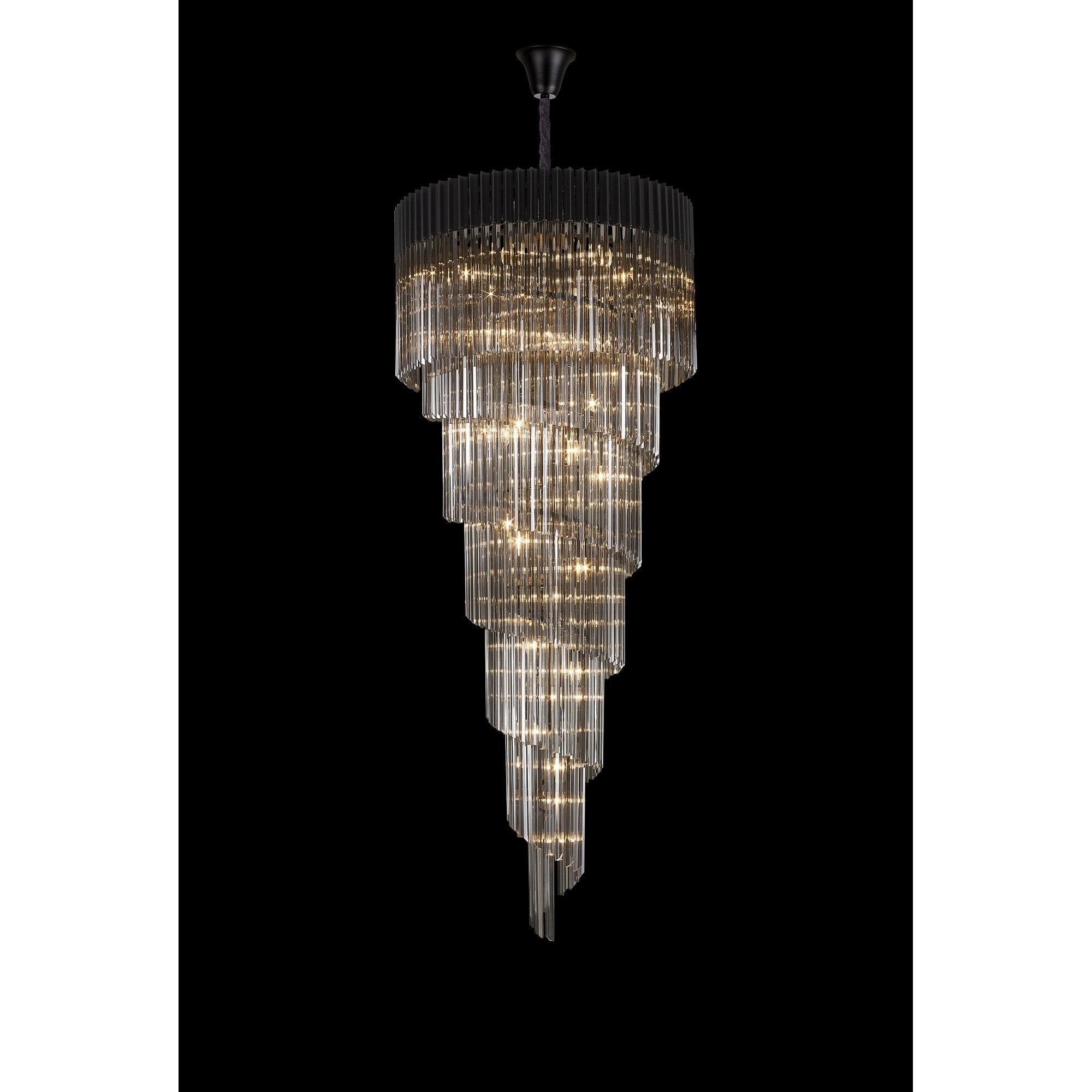 Fabula Cedar 31 Light Pendant - Matt Black & Smoke Sculpted Glass