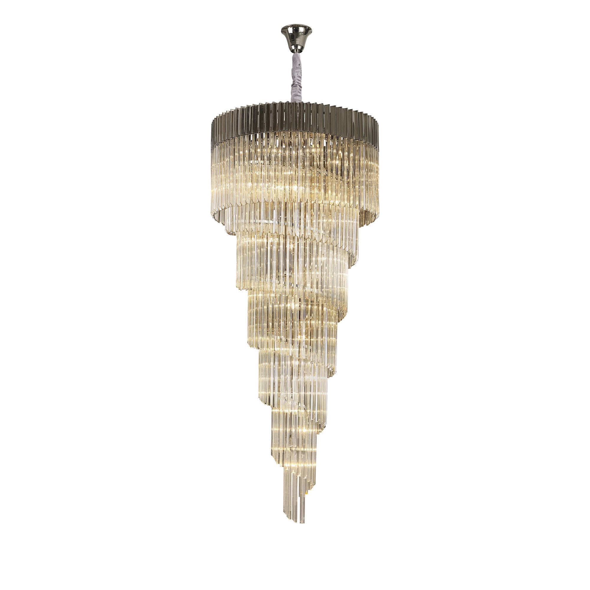 Fabula Cedar 31 Light Pendant - Polished Nickel & Cognac Sculpted Glass