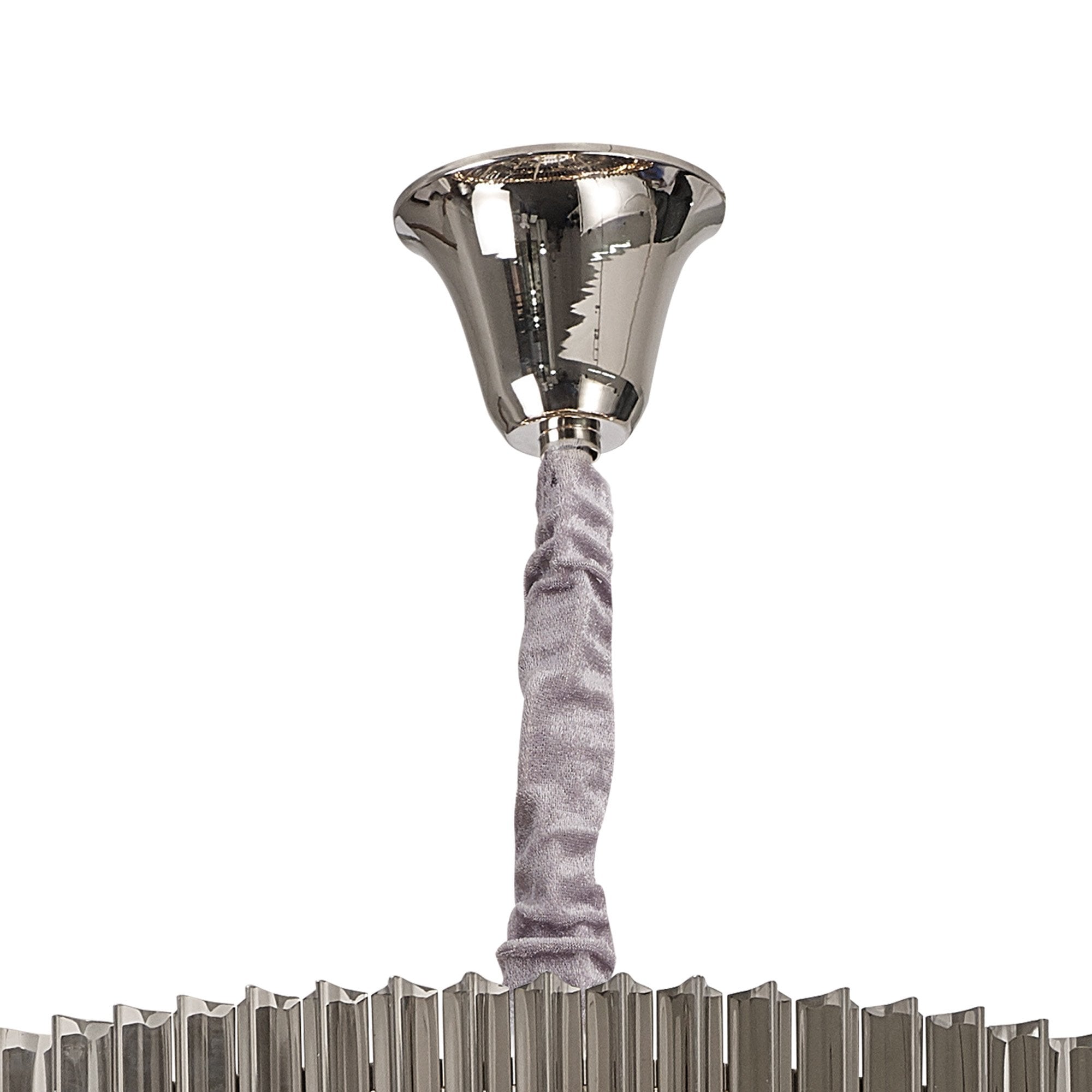 Fabula Cedar 31 Light Pendant - Polished Nickel & Smoke Sculpted Glass