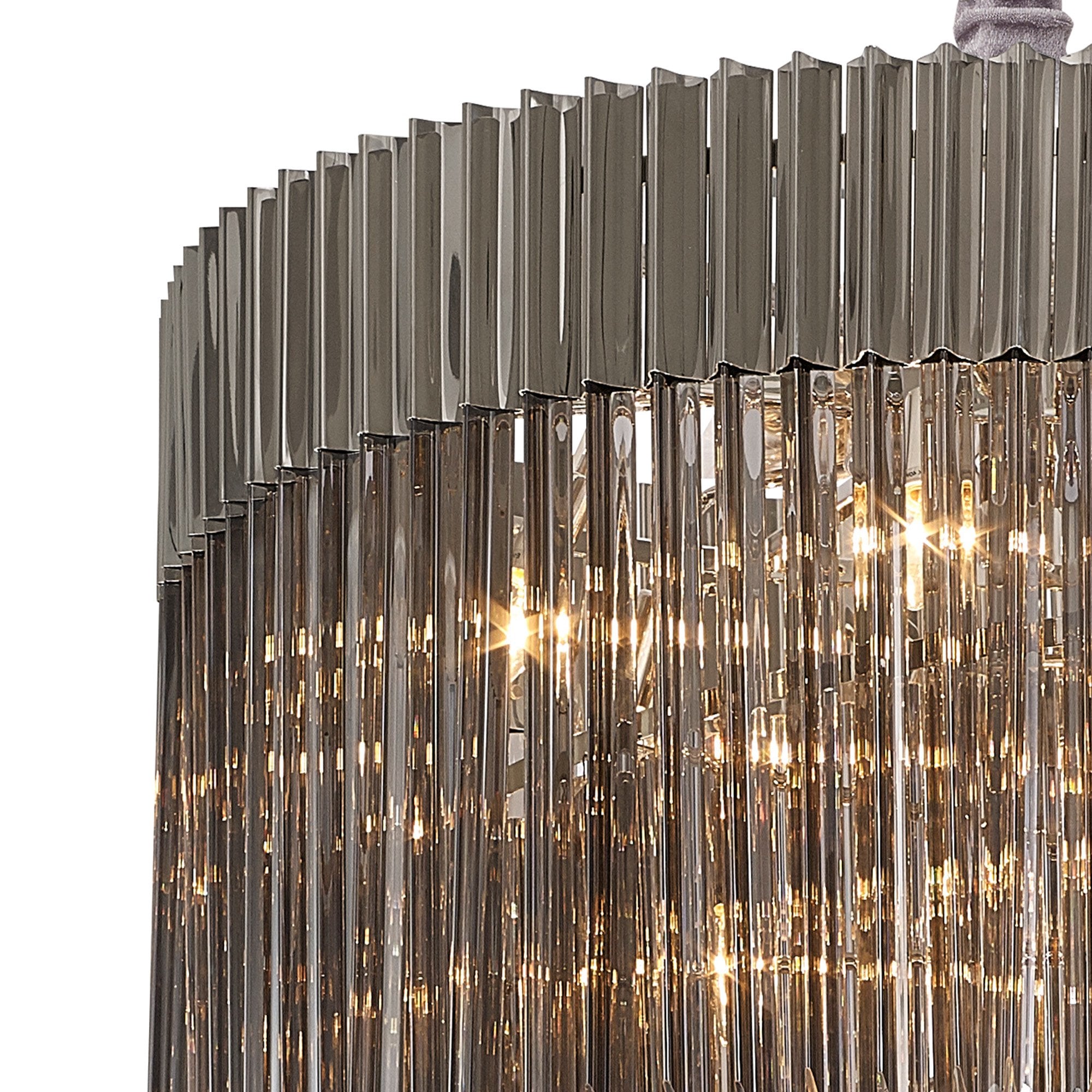 Fabula Cedar 31 Light Pendant - Polished Nickel & Smoke Sculpted Glass