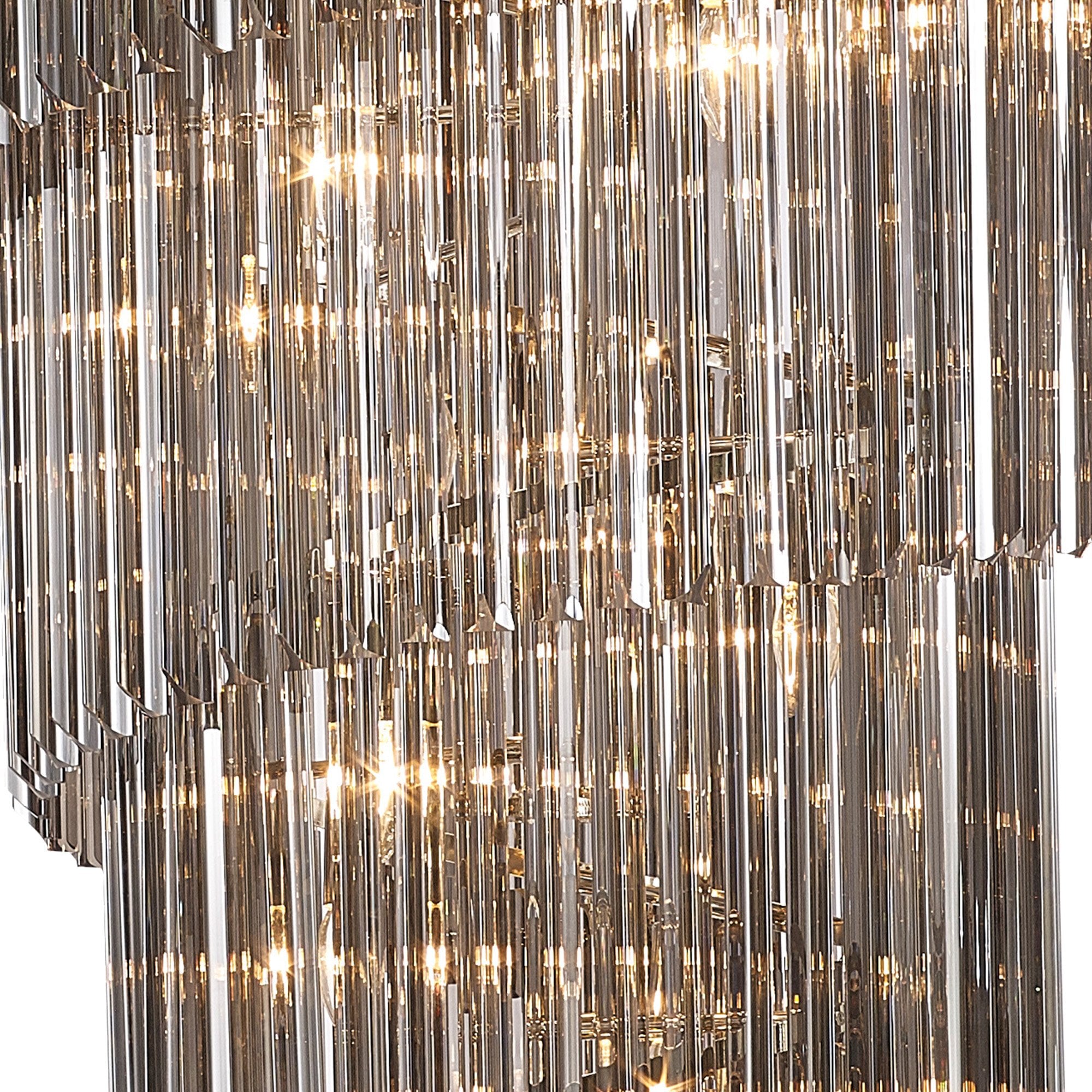 Fabula Cedar 31 Light Pendant - Polished Nickel & Smoke Sculpted Glass