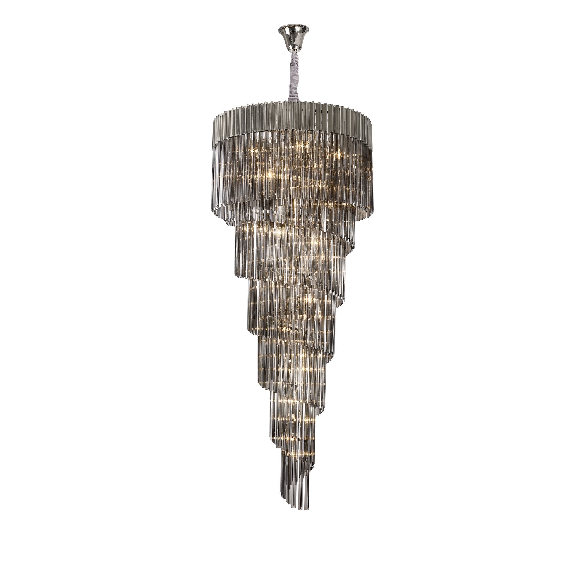 Fabula Cedar 31 Light Pendant - Polished Nickel & Smoke Sculpted Glass