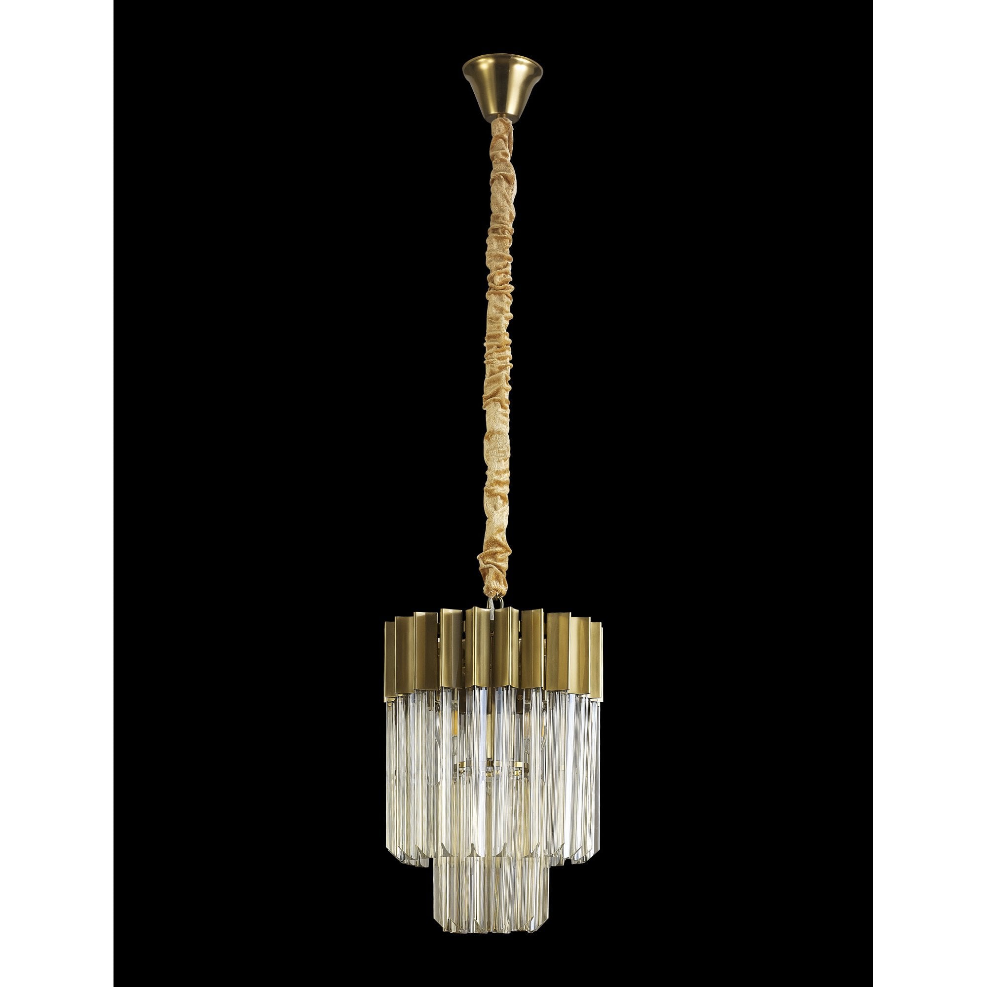 Fabula Cedar 4 Light Pendant - Brass & Cognac Sculpted Glass