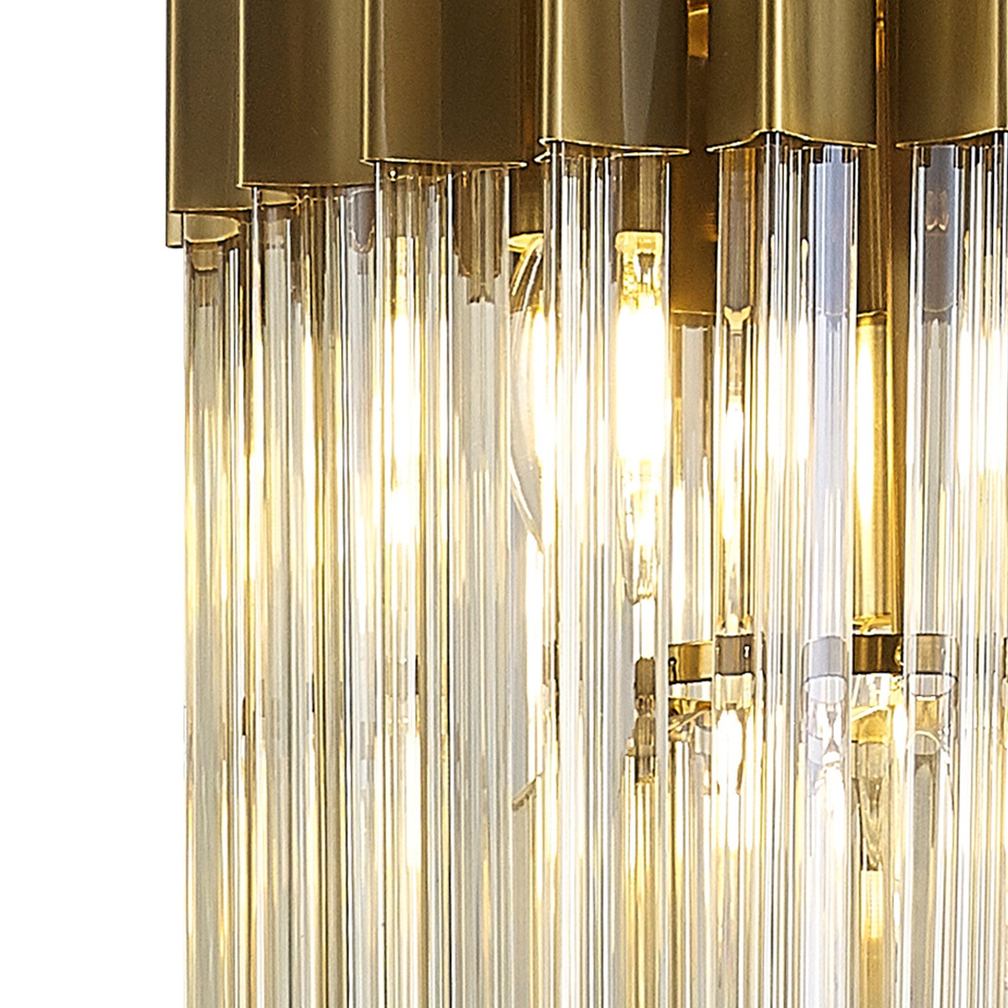 Fabula Cedar 4 Light Pendant - Brass & Cognac Sculpted Glass