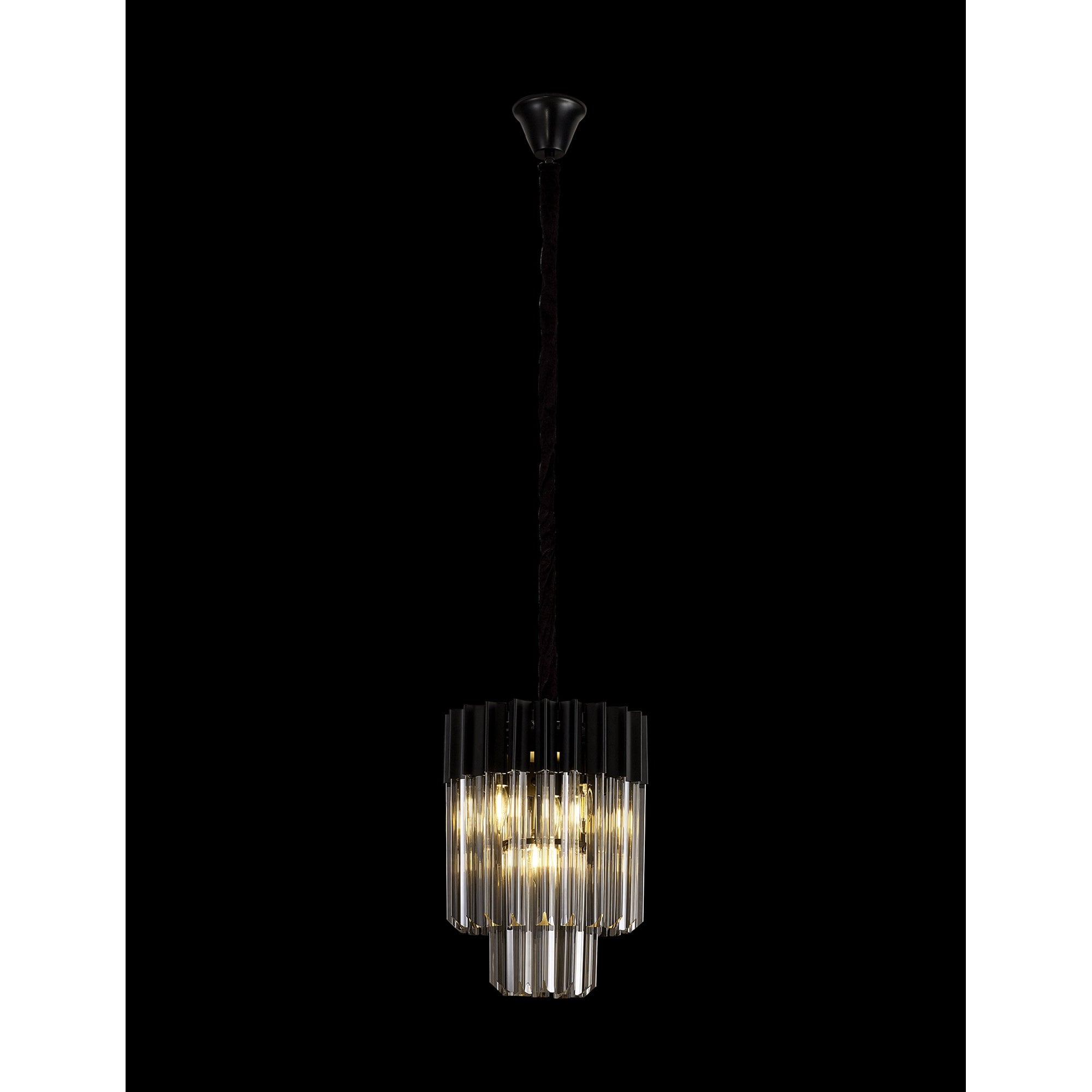 Fabula Cedar 4 Light Pendant - Matt Black & Smoke Sculpted Glass