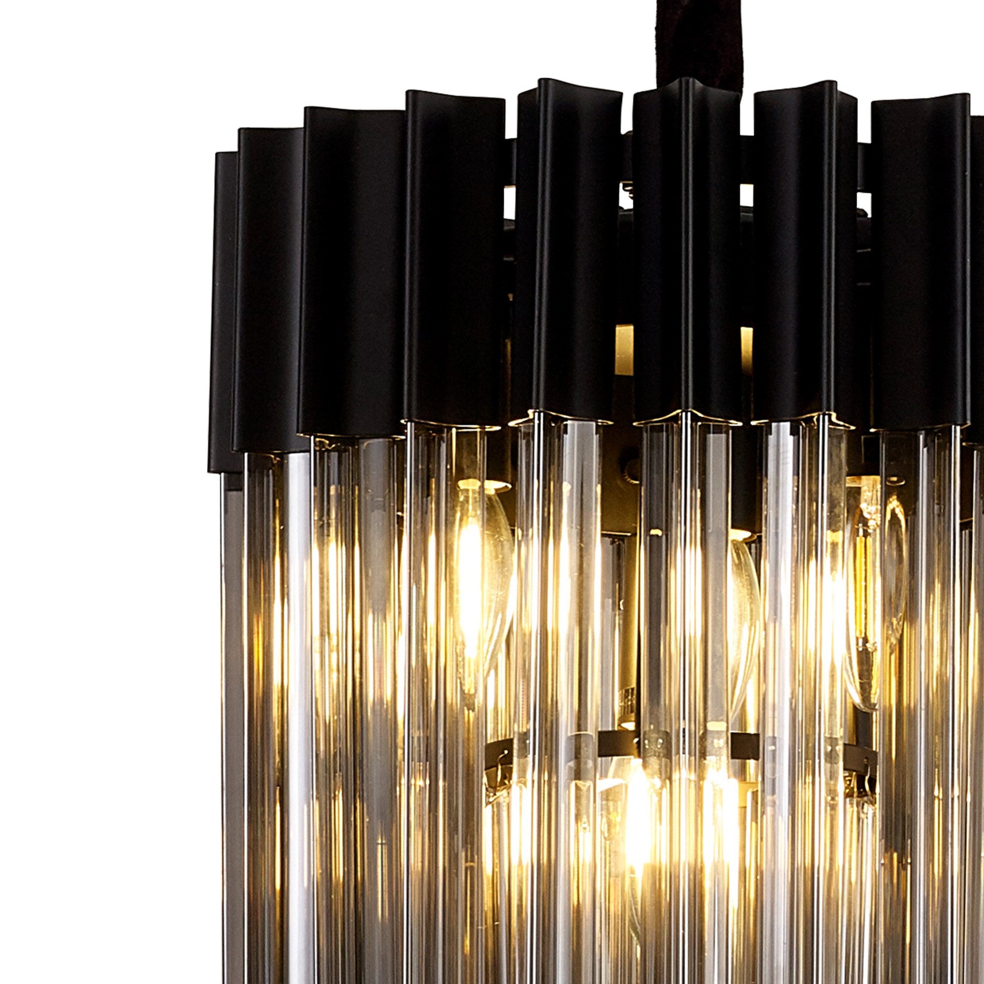 Fabula Cedar 4 Light Pendant - Matt Black & Smoke Sculpted Glass