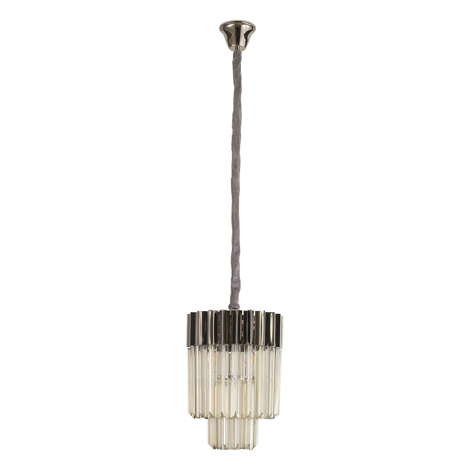 Fabula Cedar 4 Light Pendant - Polished Nickel & Cognac Sculpted Glass