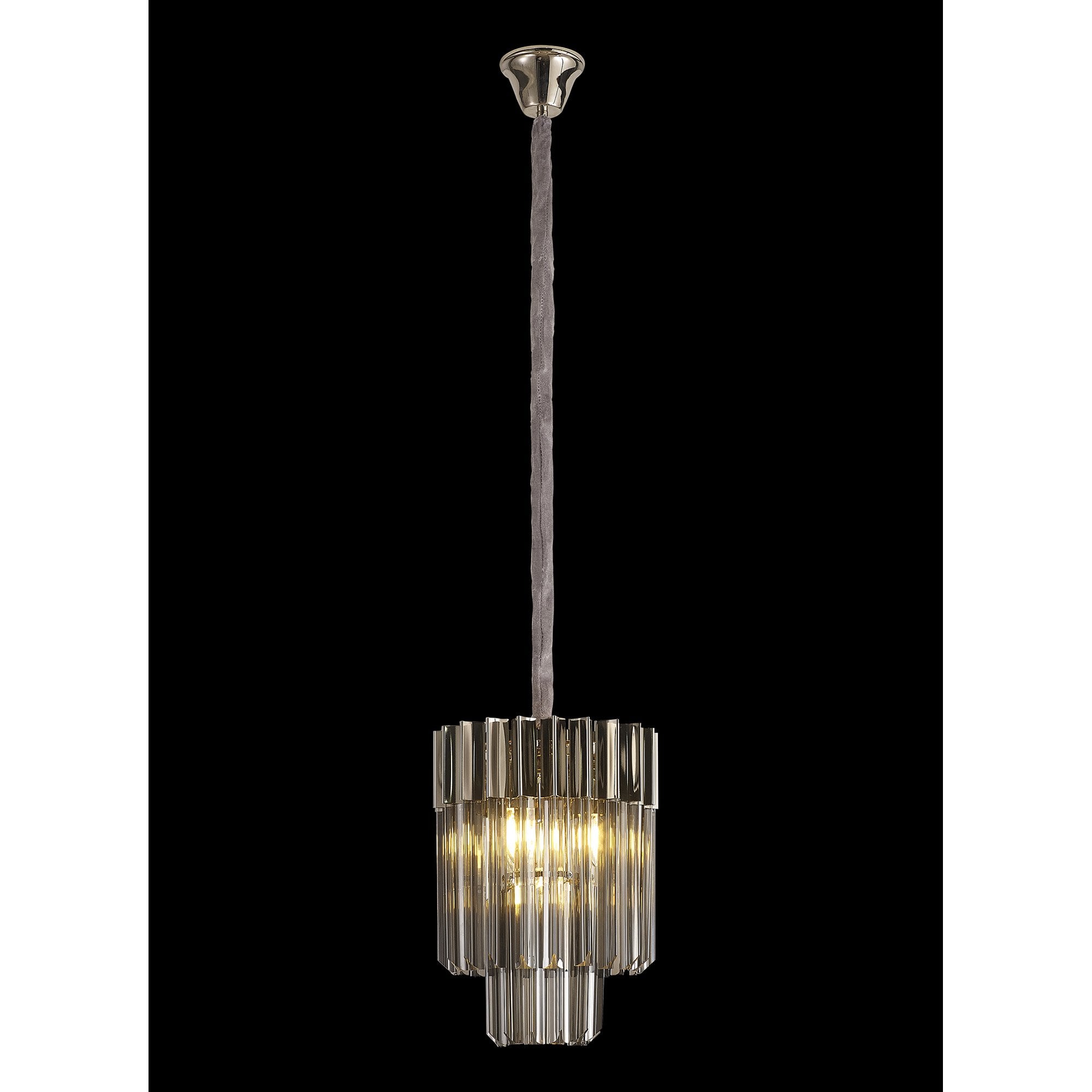 Fabula Cedar 4 Light Pendant - Polished Nickel & Smoke Sculpted Glass