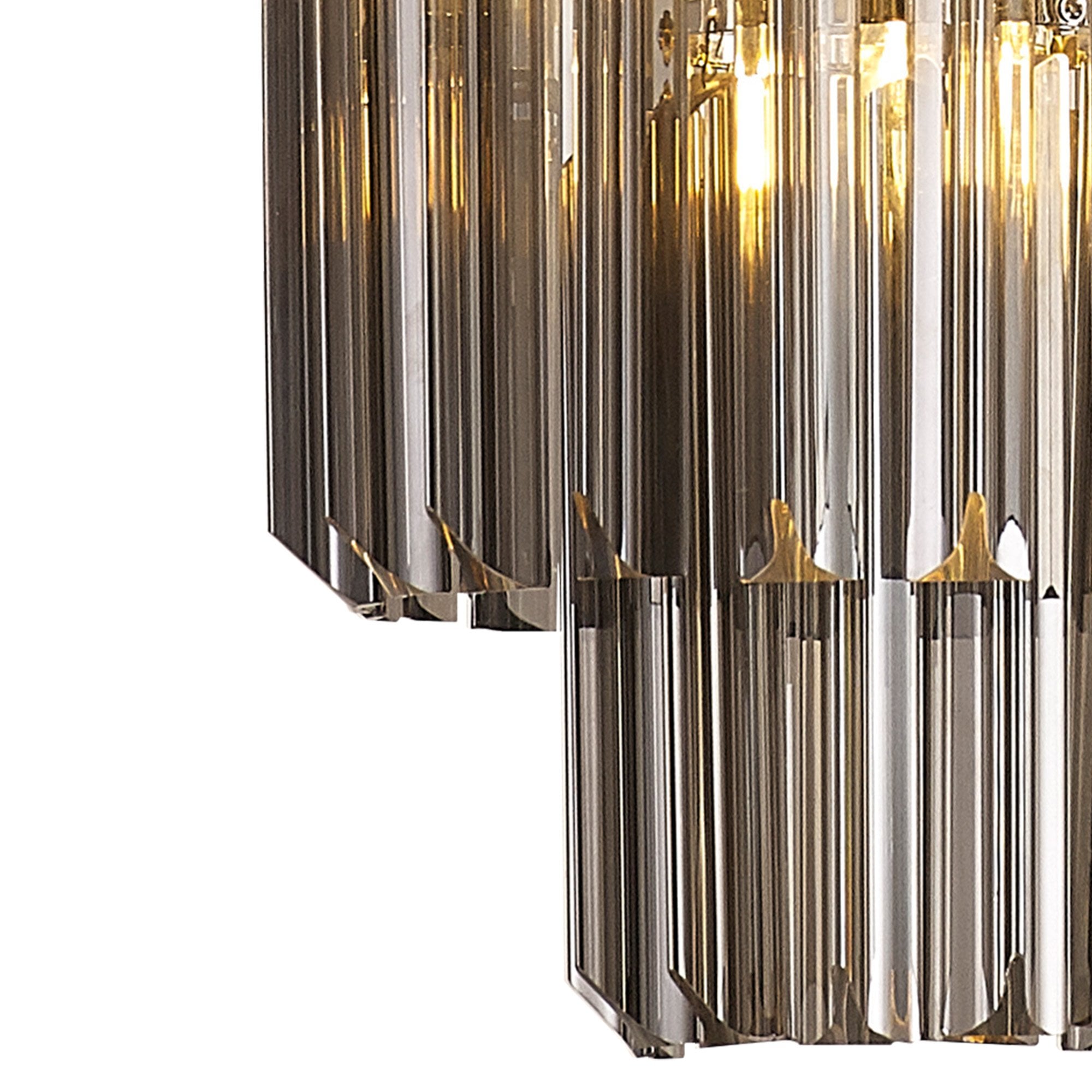 Fabula Cedar 4 Light Pendant - Polished Nickel & Smoke Sculpted Glass