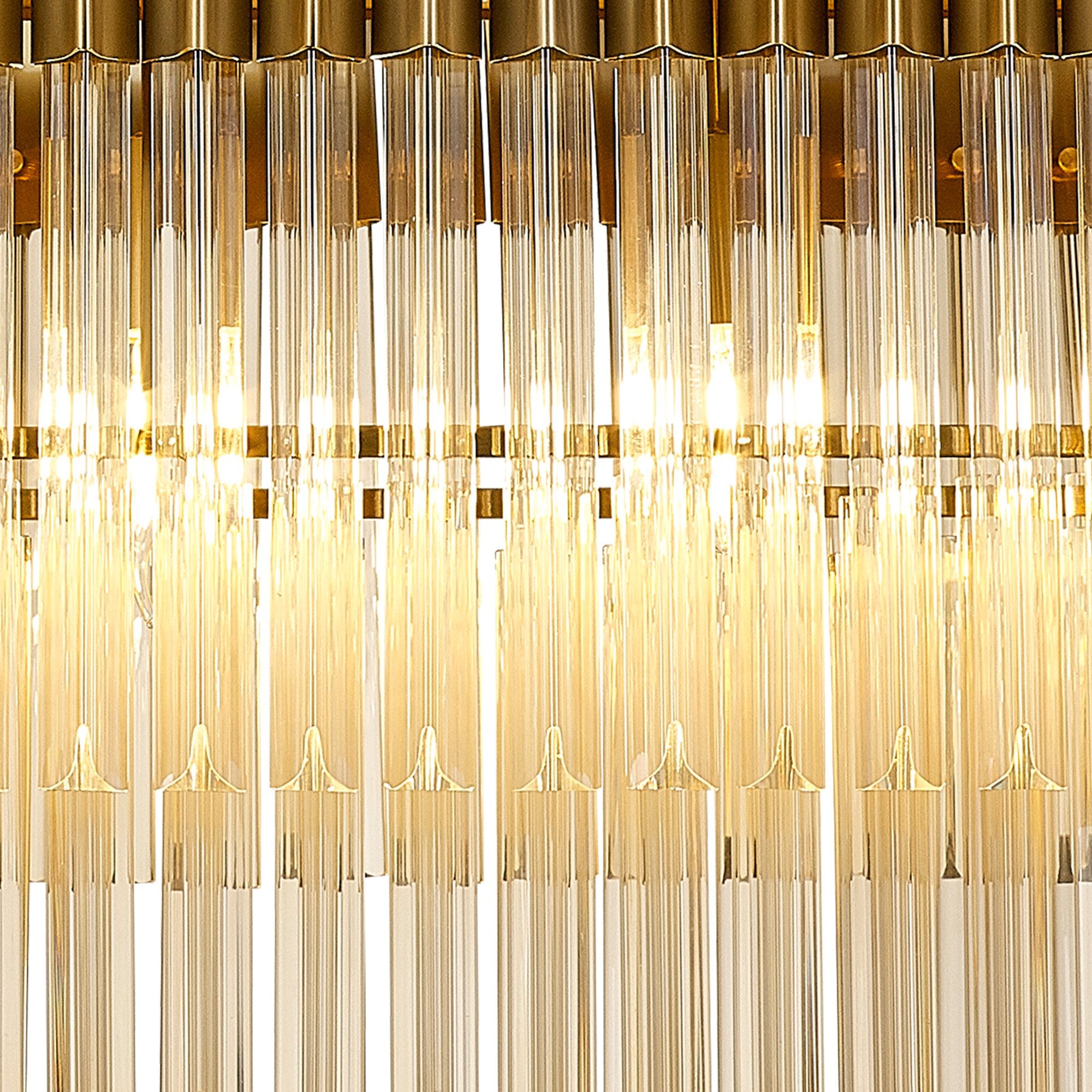 Fabula Cedar 5 Light Rectangular Pendant - Brass & Cognac Sculpted Glass