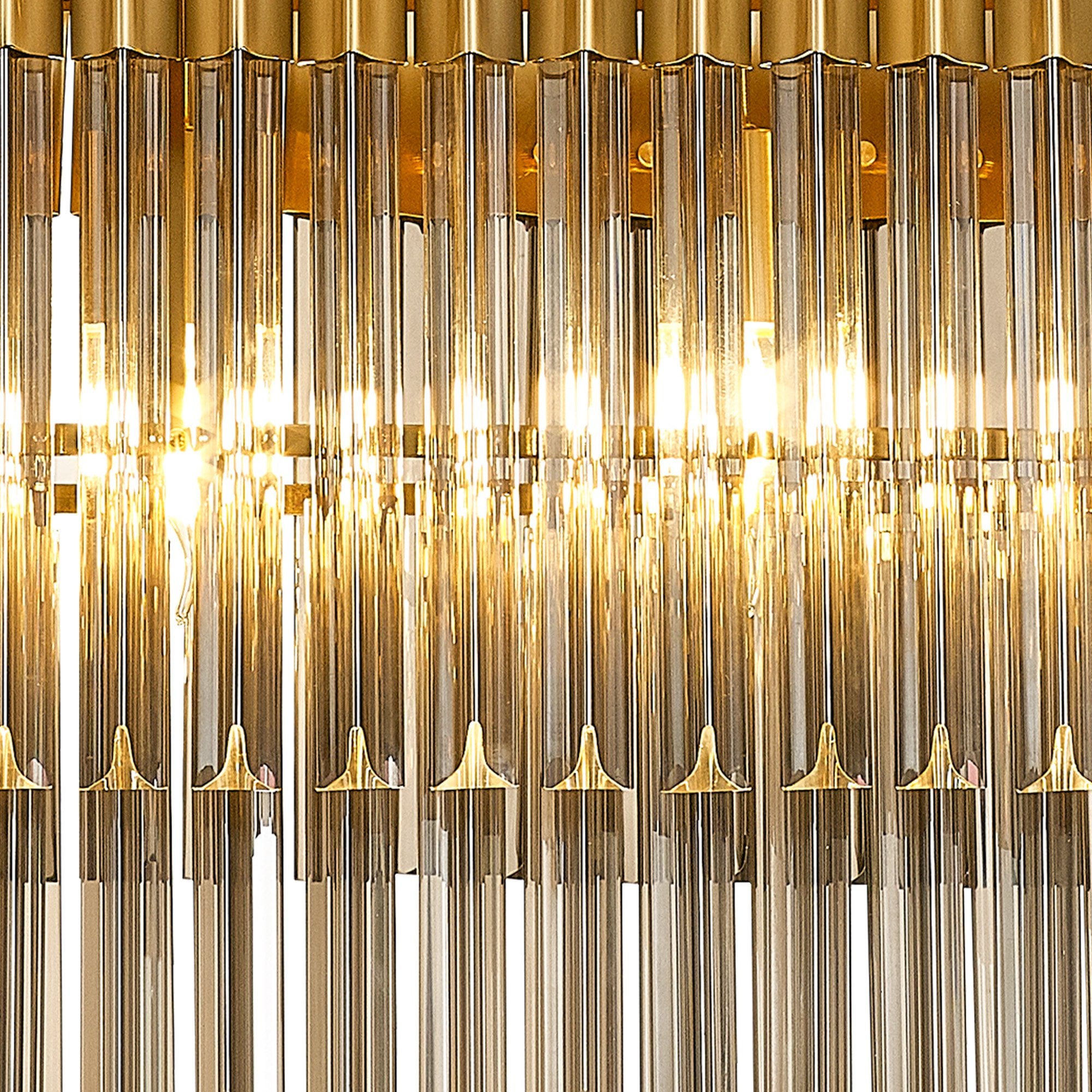 Fabula Cedar 5 Light Rectangular Pendant - Brass & Smoke Sculpted Glass