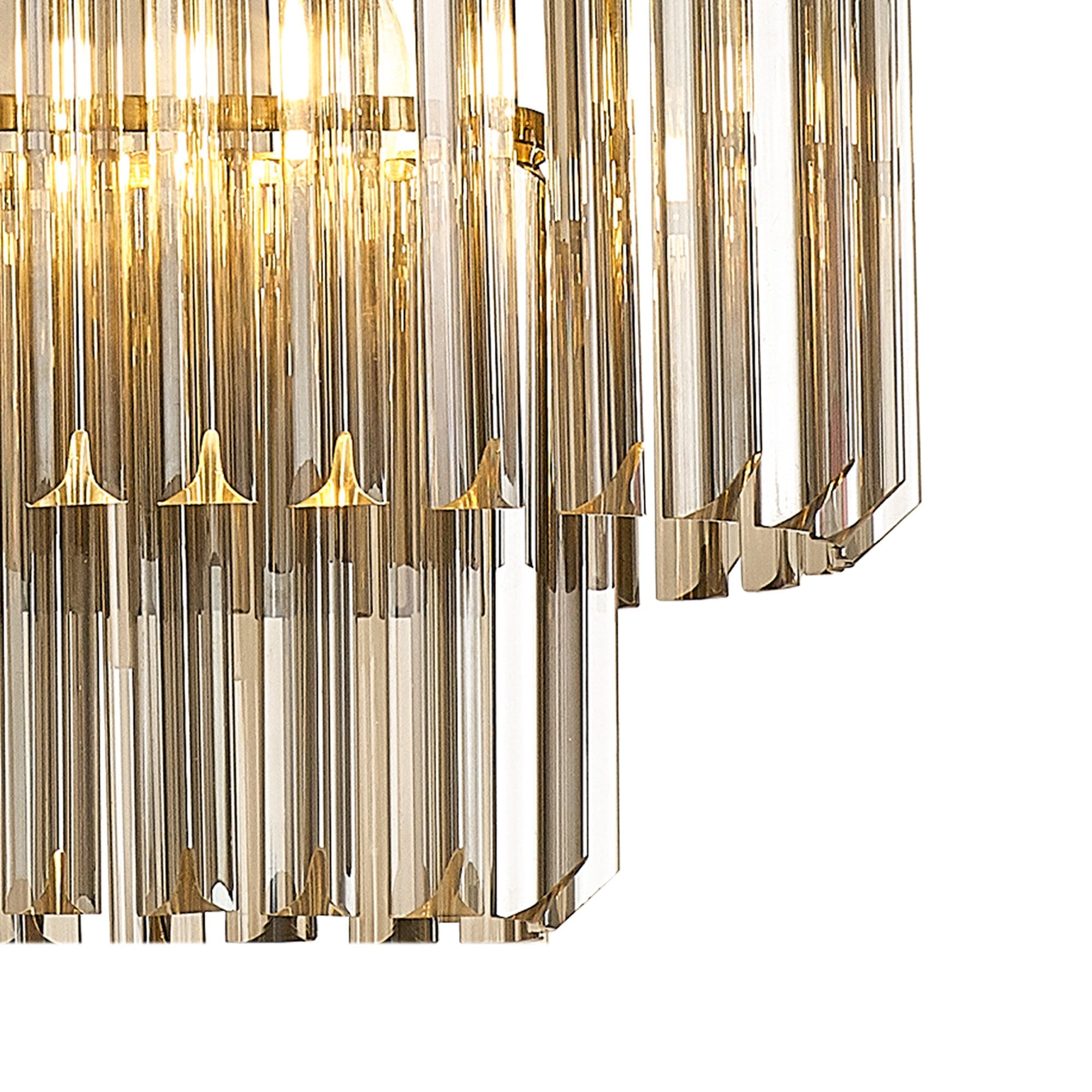 Fabula Cedar 5 Light Rectangular Pendant - Brass & Smoke Sculpted Glass
