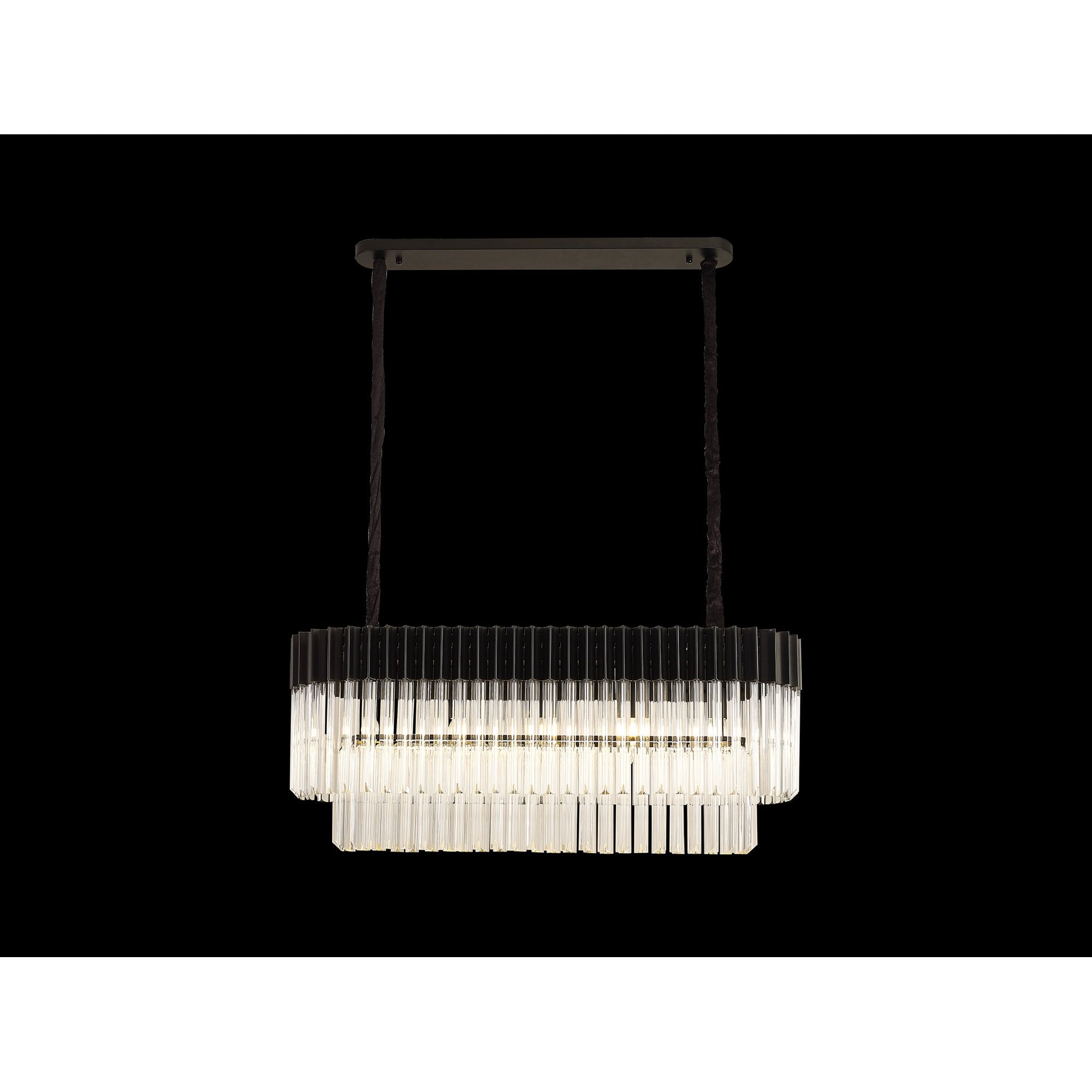 Fabula Cedar 5 Light Rectangular Pendant - Matt Black & Clear Sculpted Glass
